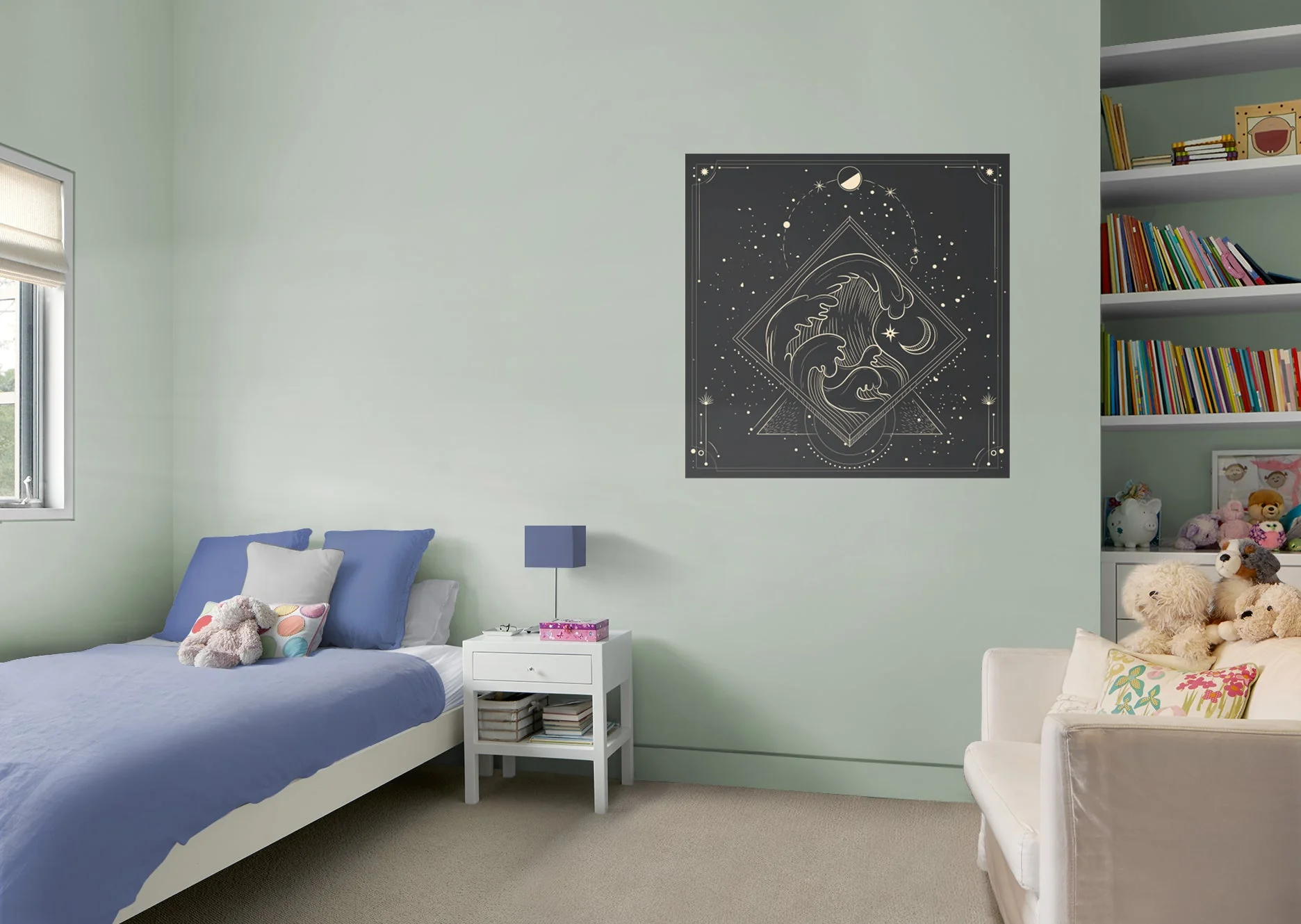Moon Phases:  Moonlight Murals Tidal Waves        -   Removable Wall   Adhesive Decal - Image 4