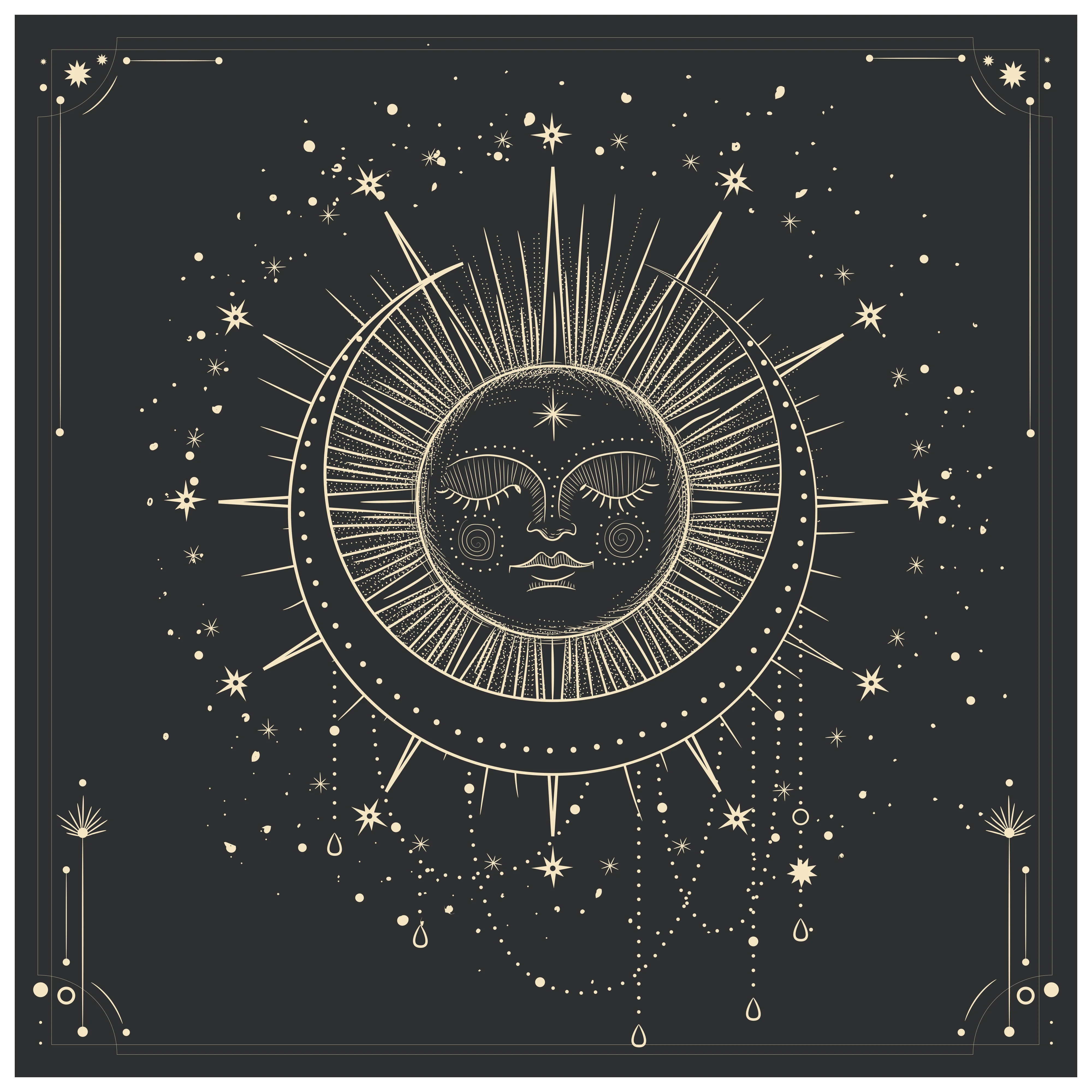 Moon Phases:  Moonlight Murals Crescent Sun        -   Removable Wall   Adhesive Decal - Image 2