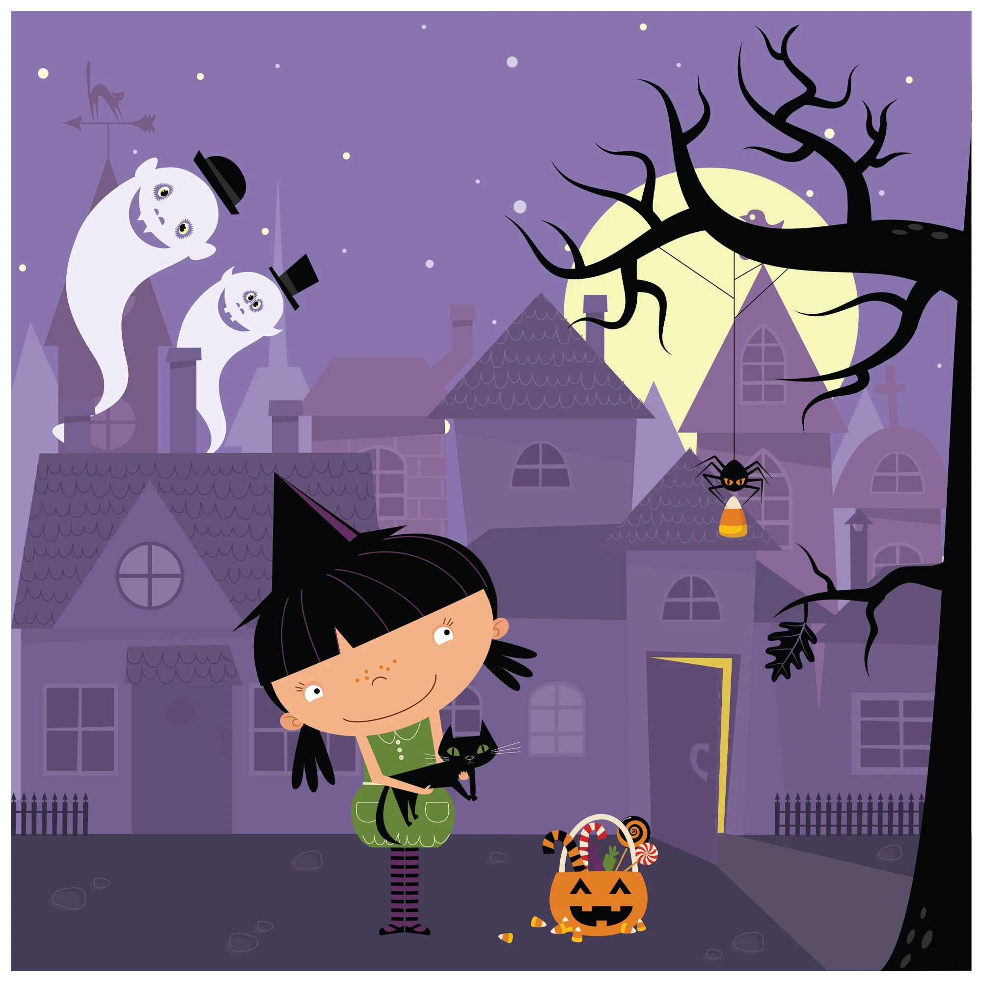 Halloween:  Violet Halloween Mural        -   Removable Wall   Adhesive Decal - Image 3