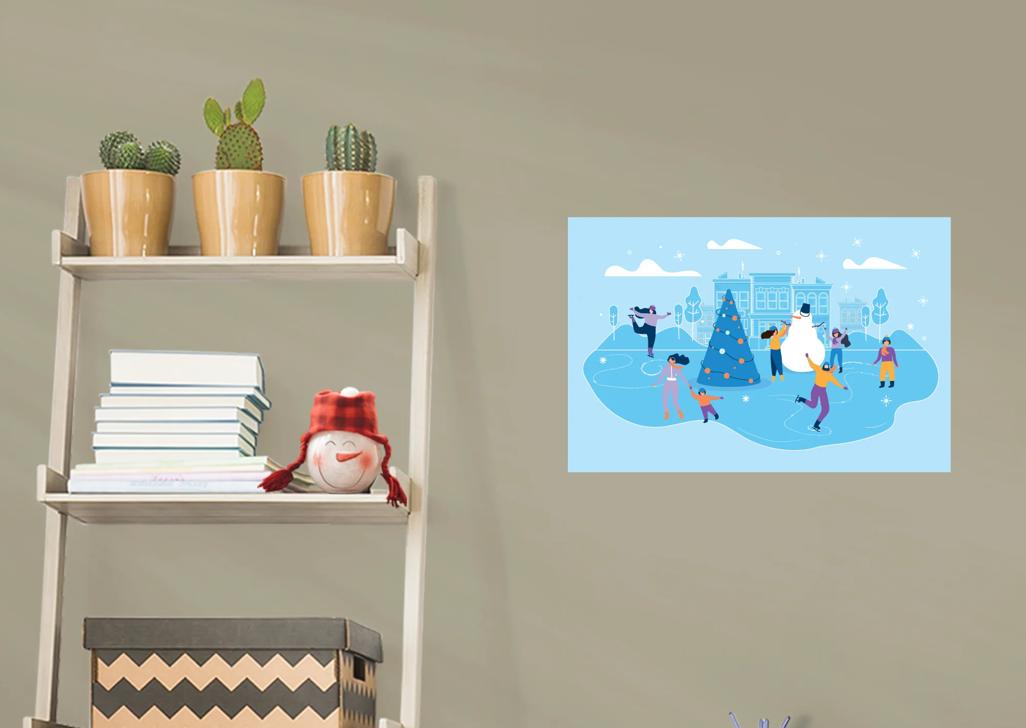Seasons Decor: Winter Blue Winter Mural        -   Removable     Adhesive Decal - Image 6