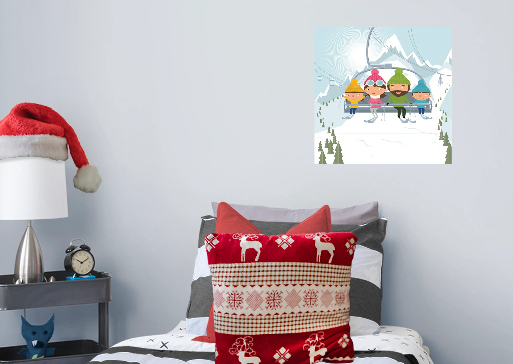 Seasons Decor: Winter Family Skiing Mural        -   Removable     Adhesive Decal - Image 6