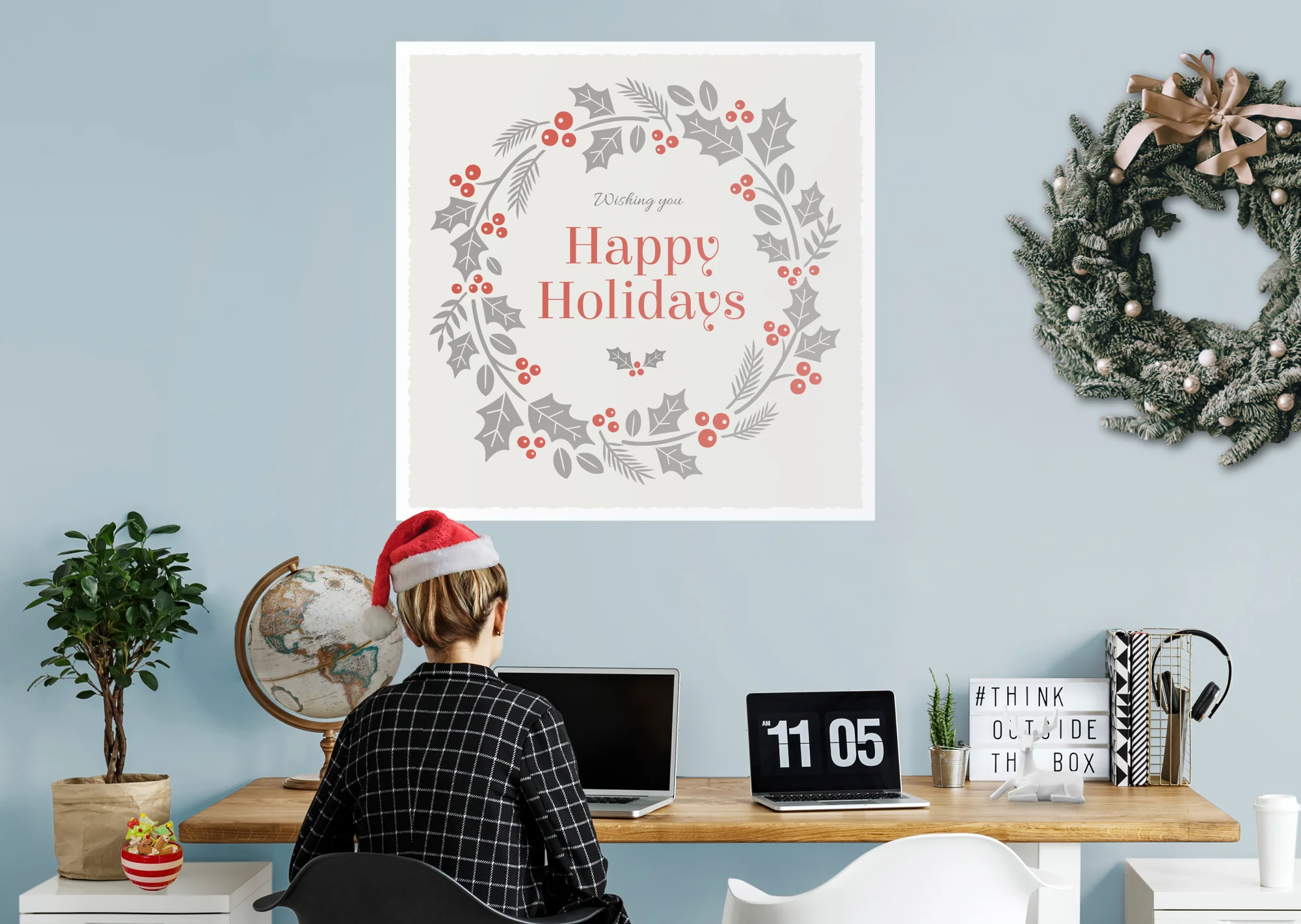 Seasons Decor: Winter Happy Holidays Mural        -   Removable     Adhesive Decal - Image 4