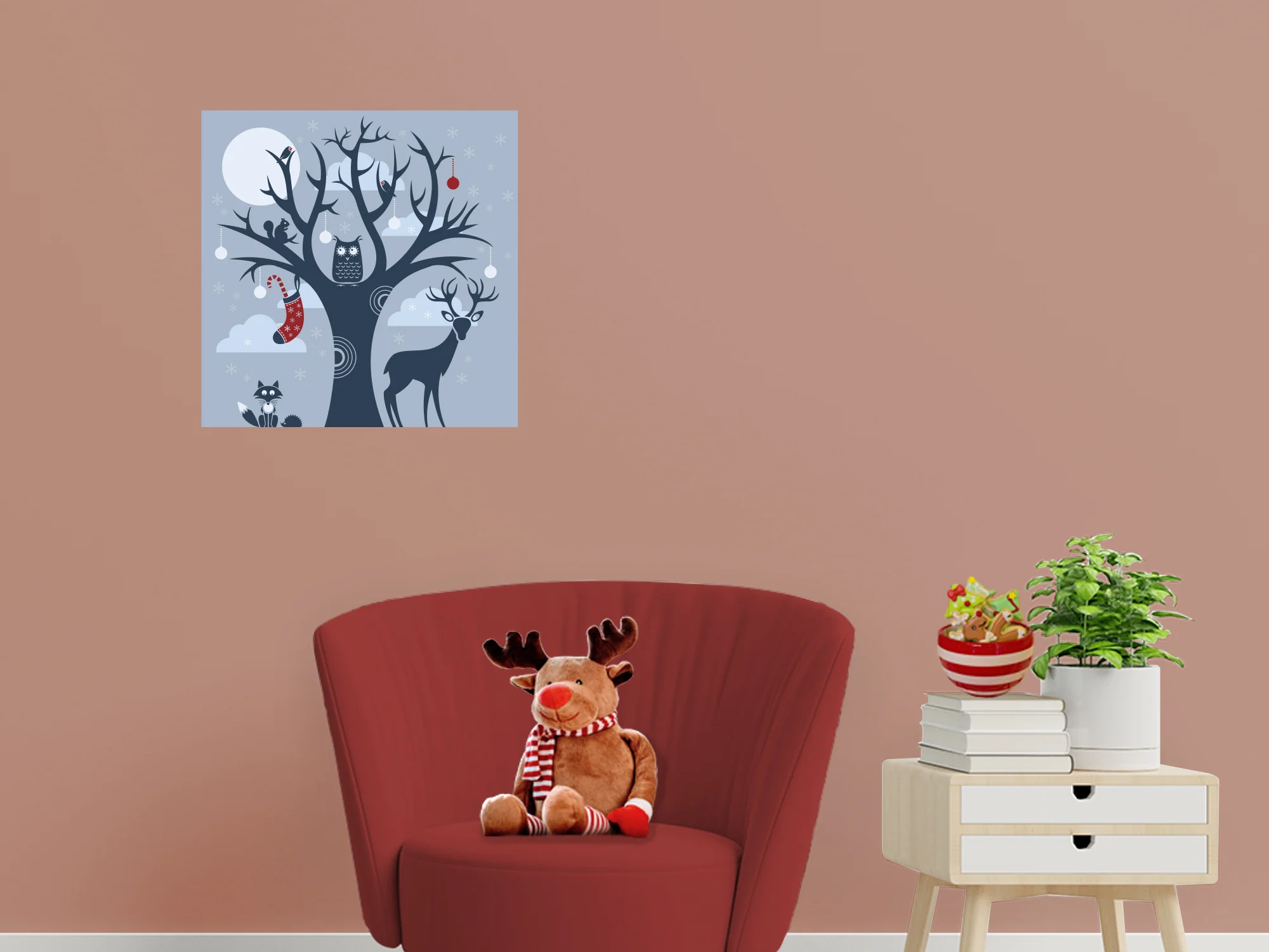Seasons Decor: Winter in the Forest Mural        -   Removable     Adhesive Decal - Image 6