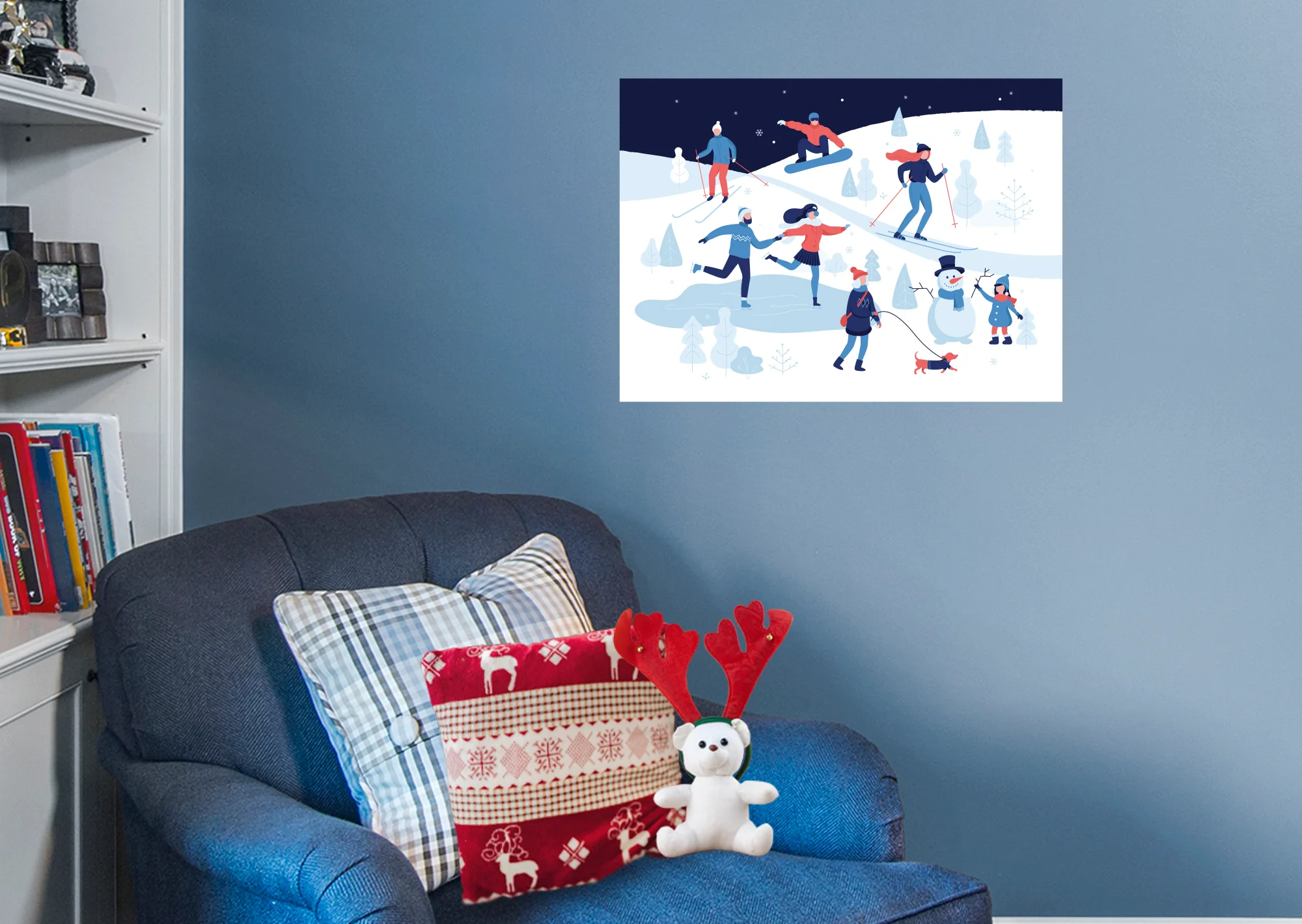 Seasons Decor: Winter Sports Mural        -   Removable     Adhesive Decal - Image 6