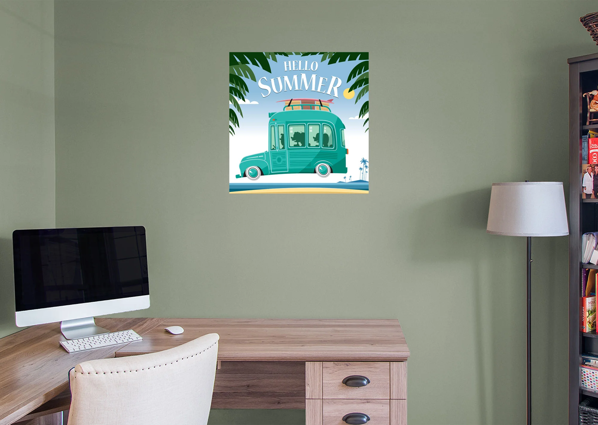 Seasons Decor:  Hello Summer Mural        -   Removable Wall   Adhesive Decal - Image 5