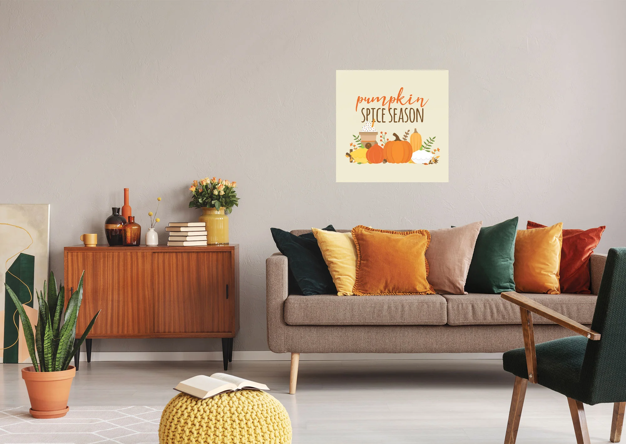 Seasons Decor: Autumn Pumpkin Spice Season Mural        -   Removable Wall   Adhesive Decal - Image 5