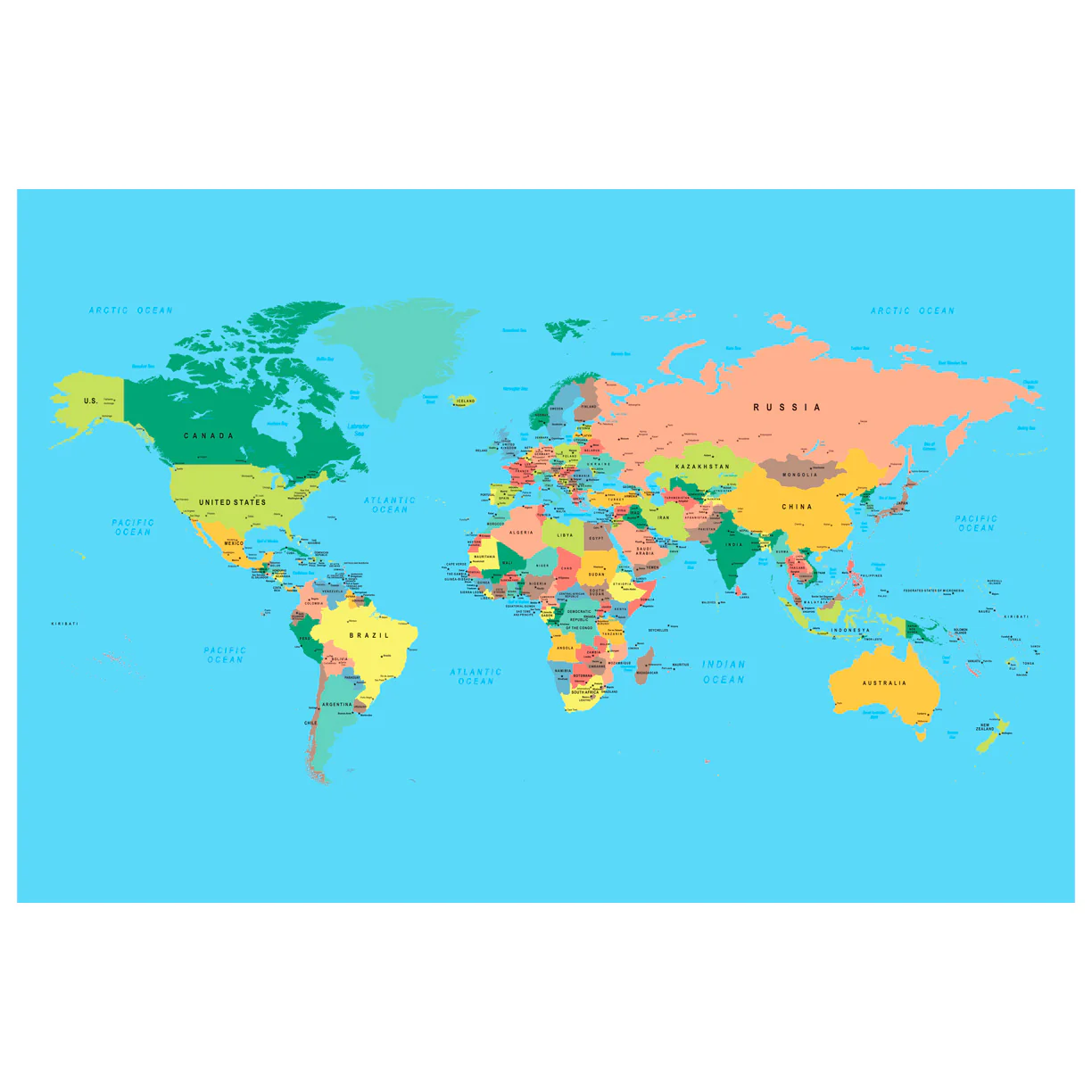 World Maps: Classic World Map Mural - Removable Wall Adhesive Decal - Image 2