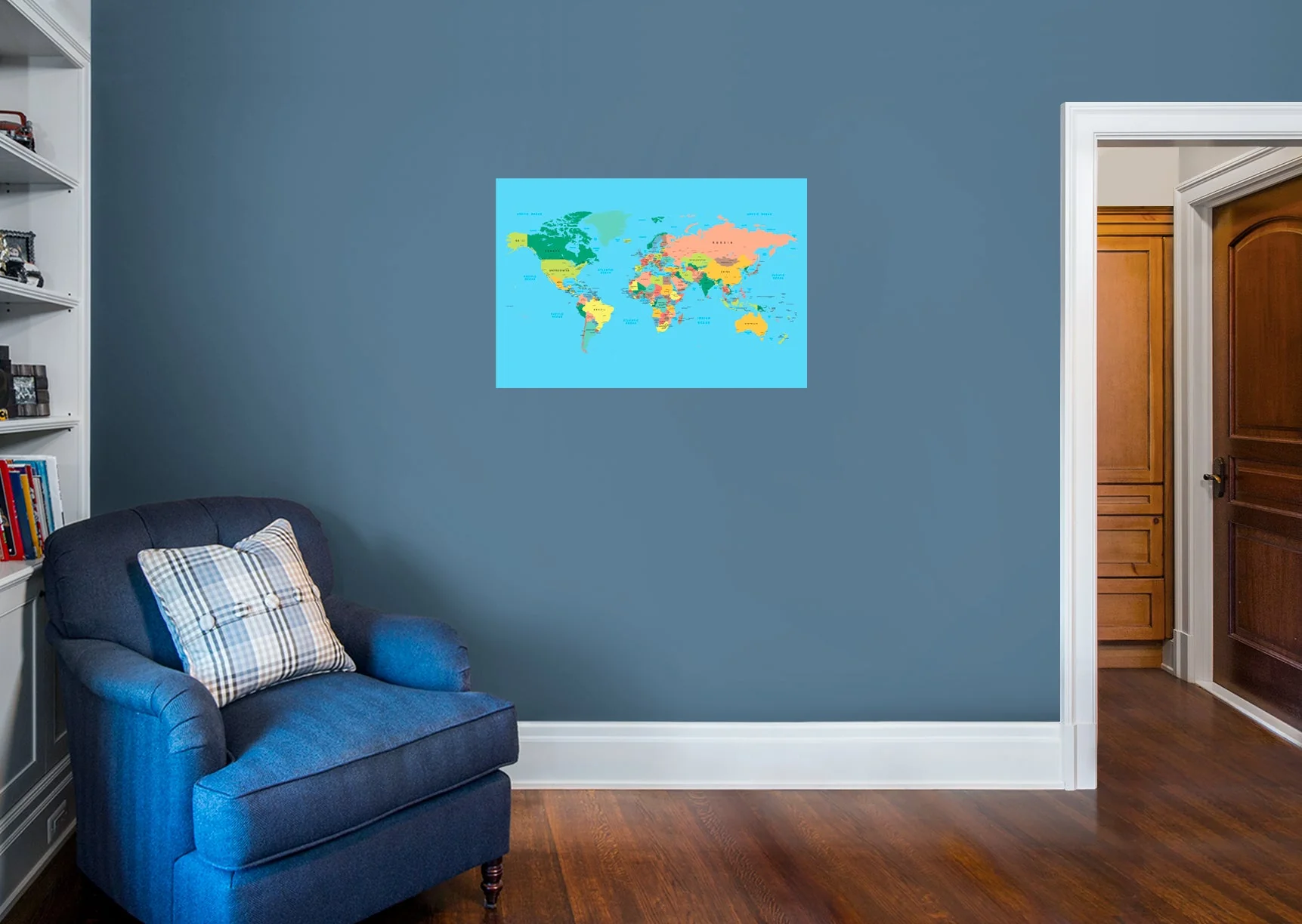 World Maps: Classic World Map Mural - Removable Wall Adhesive Decal - Image 5