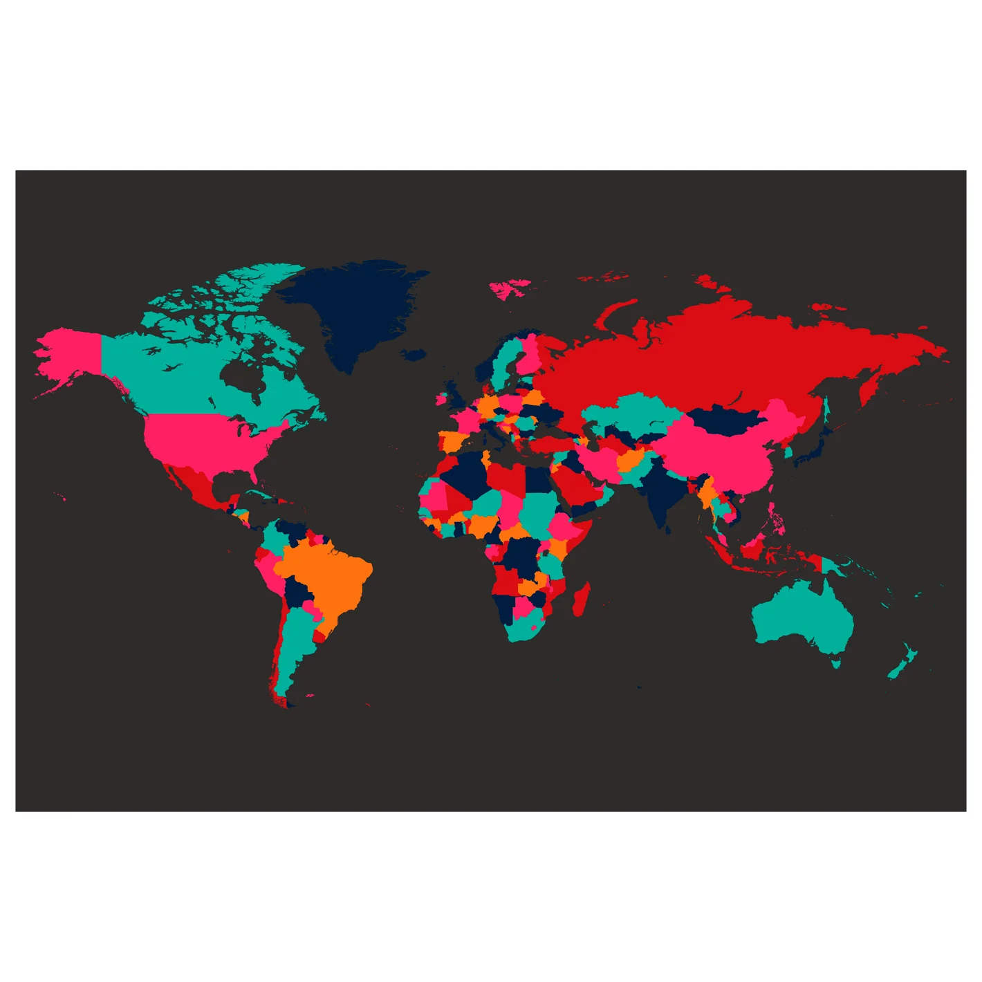 World Maps:  Neon Map Mural        -   Removable Wall   Adhesive Decal - Image 3