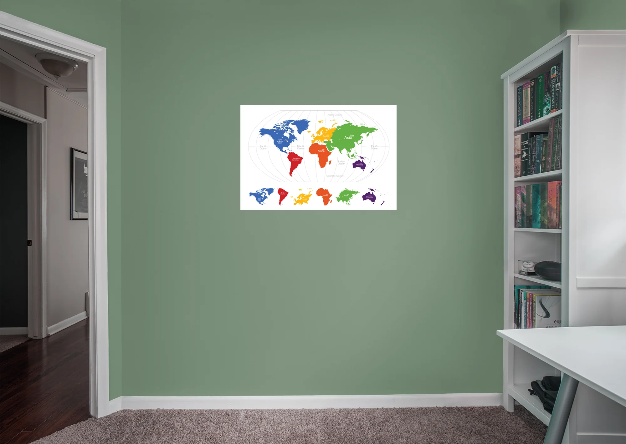World Maps:  World Map on Globe Mural        -   Removable Wall   Adhesive Decal - Image 5