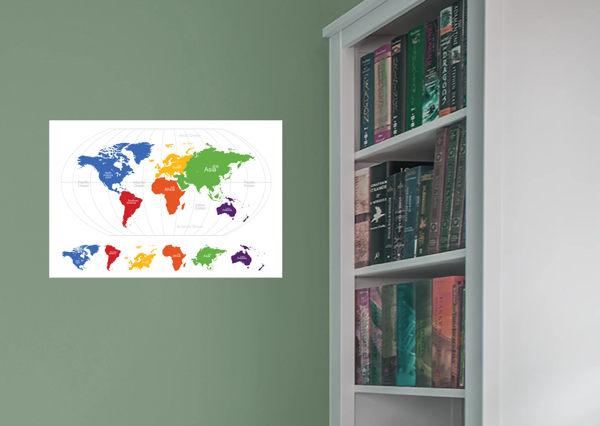 World Maps:  World Map on Globe Mural        -   Removable Wall   Adhesive Decal - Image 6