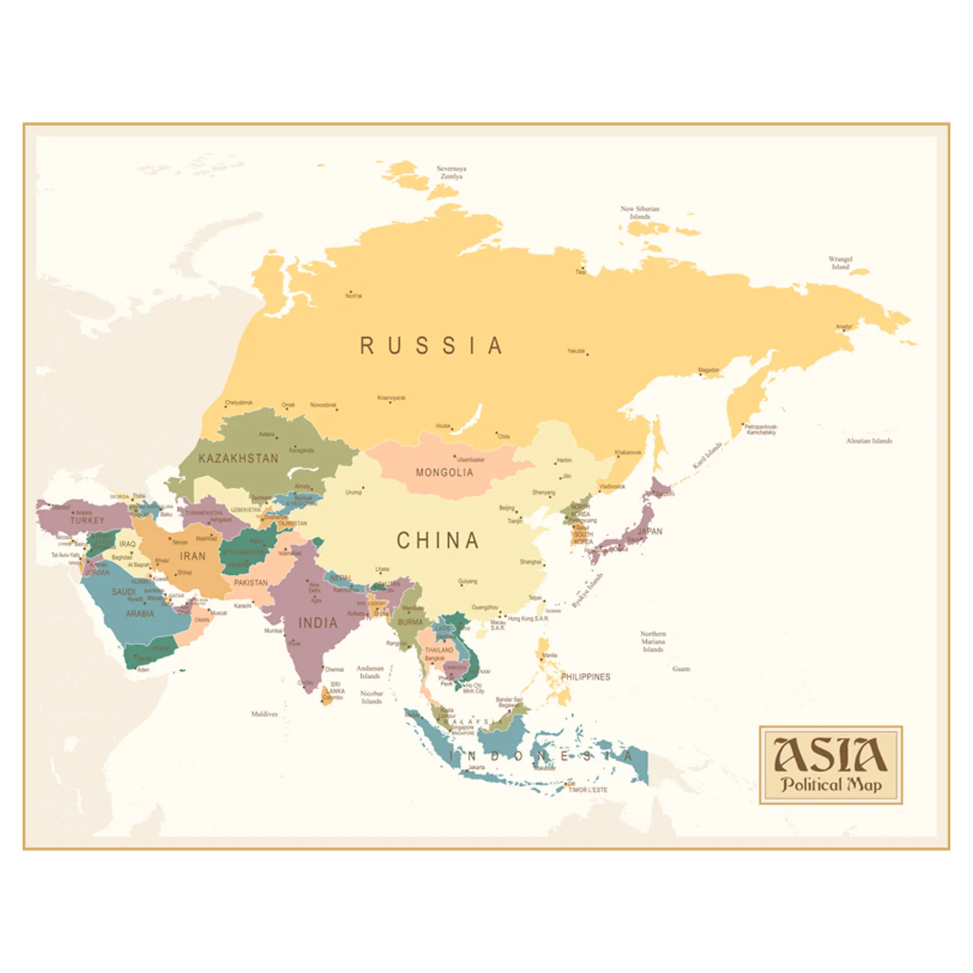 Maps: Asia Political Map Mural        -   Removable Wall   Adhesive Decal - Image 4