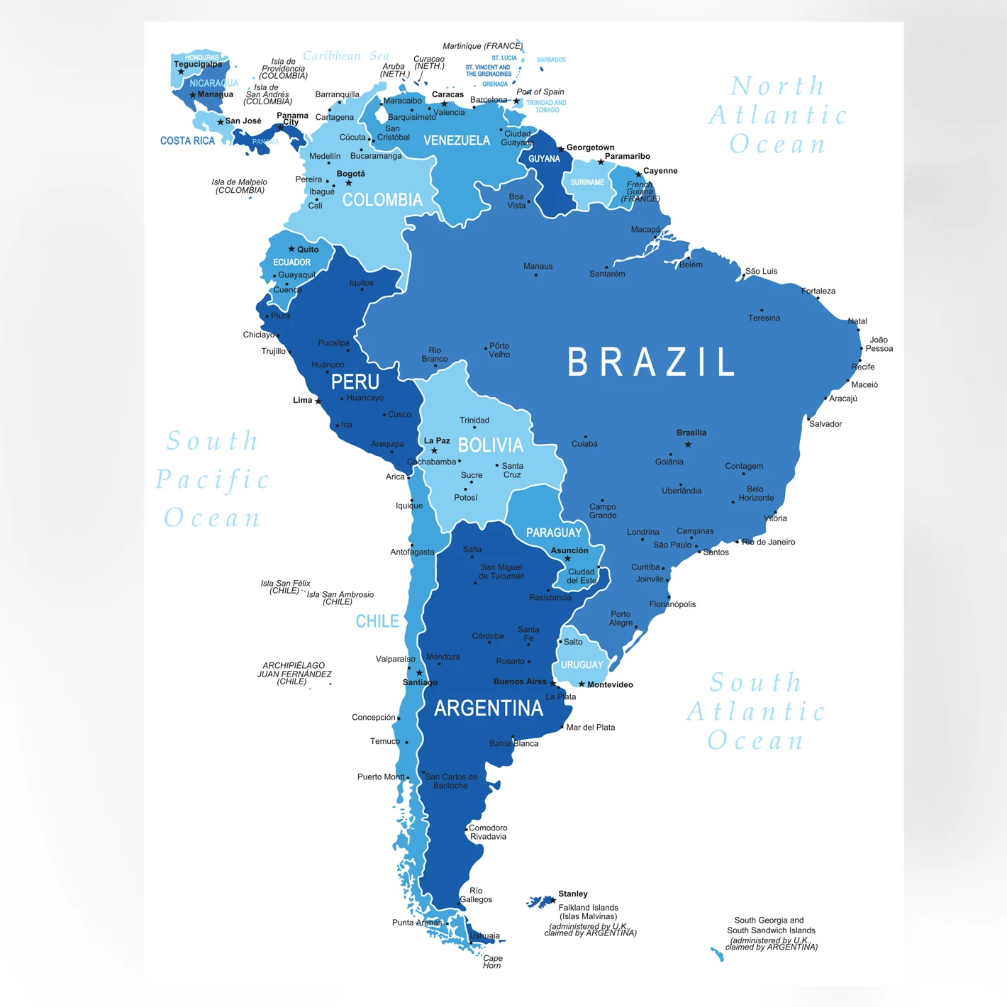 Maps: South America Blue Mural        -   Removable Wall   Adhesive Decal - Image 4