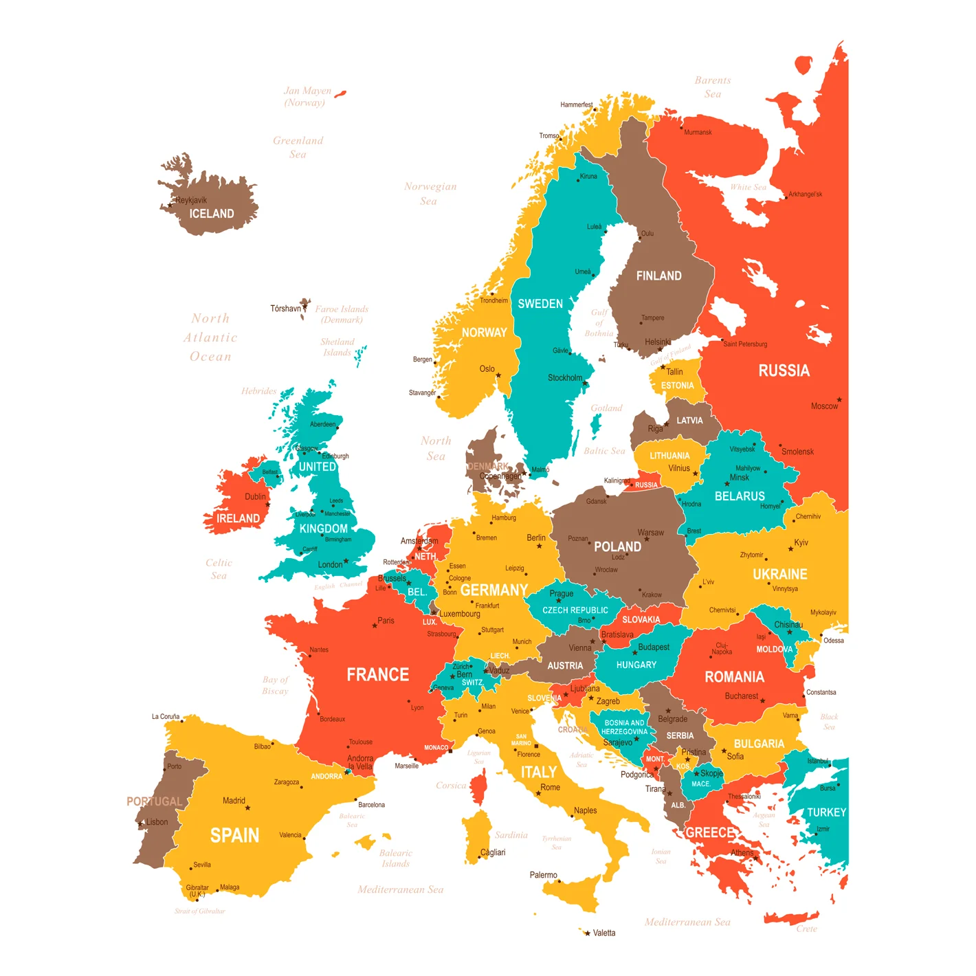 Maps: Europe Color Block Mural        -   Removable Wall   Adhesive Decal - Image 6