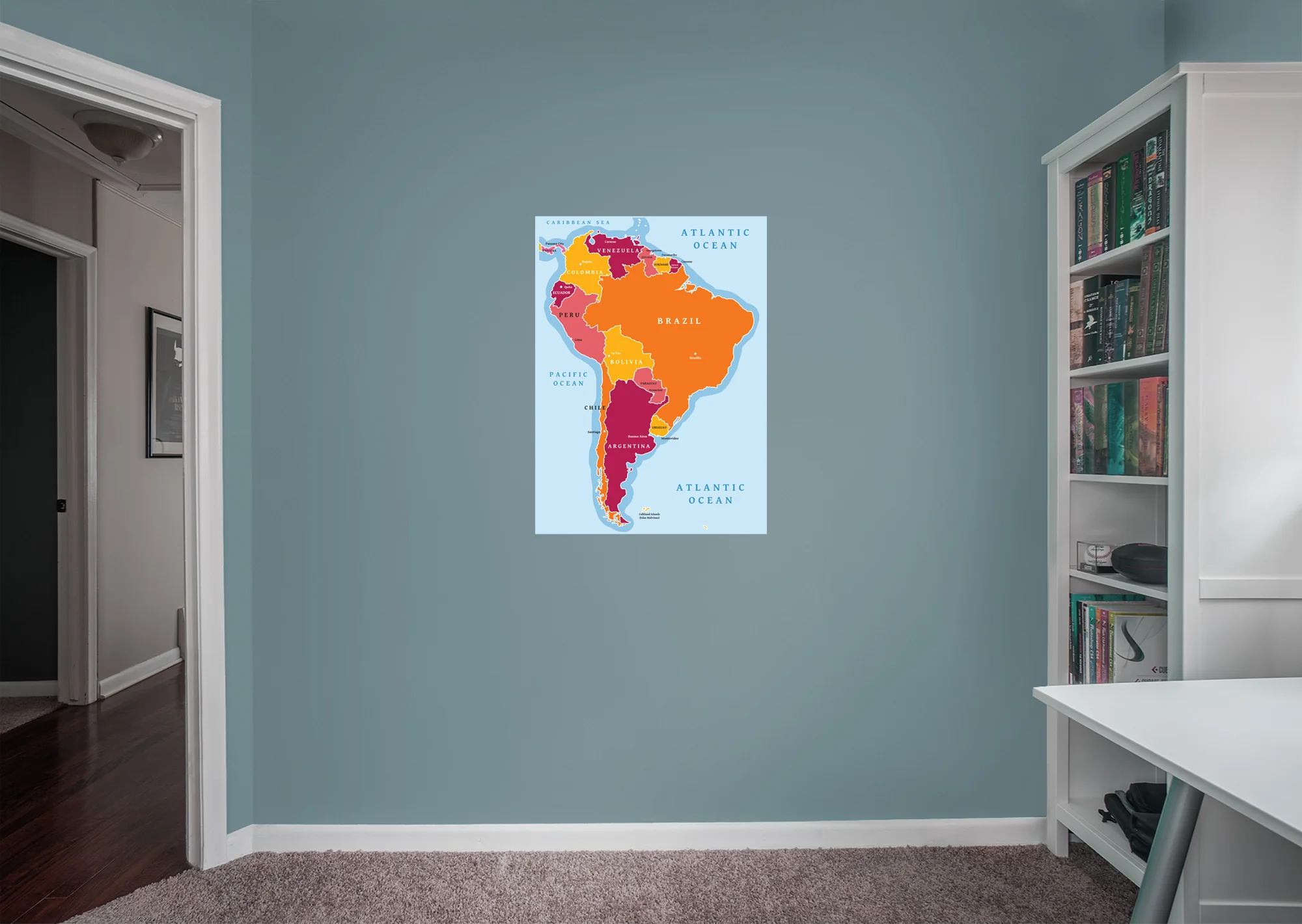 Maps: South America Color Block Mural - Removable Wall Adhesive Decal - Image 2