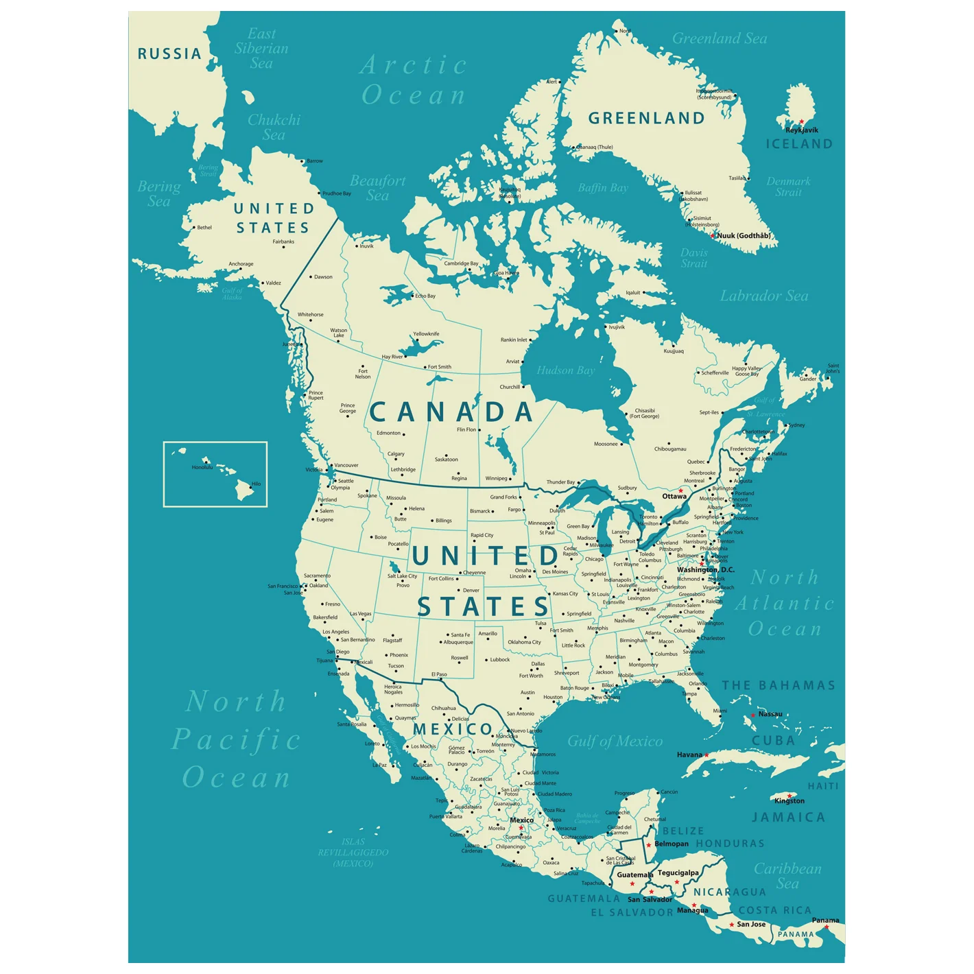 Maps: North America Vintage Blue Mural        -   Removable Wall   Adhesive Decal - Image 6