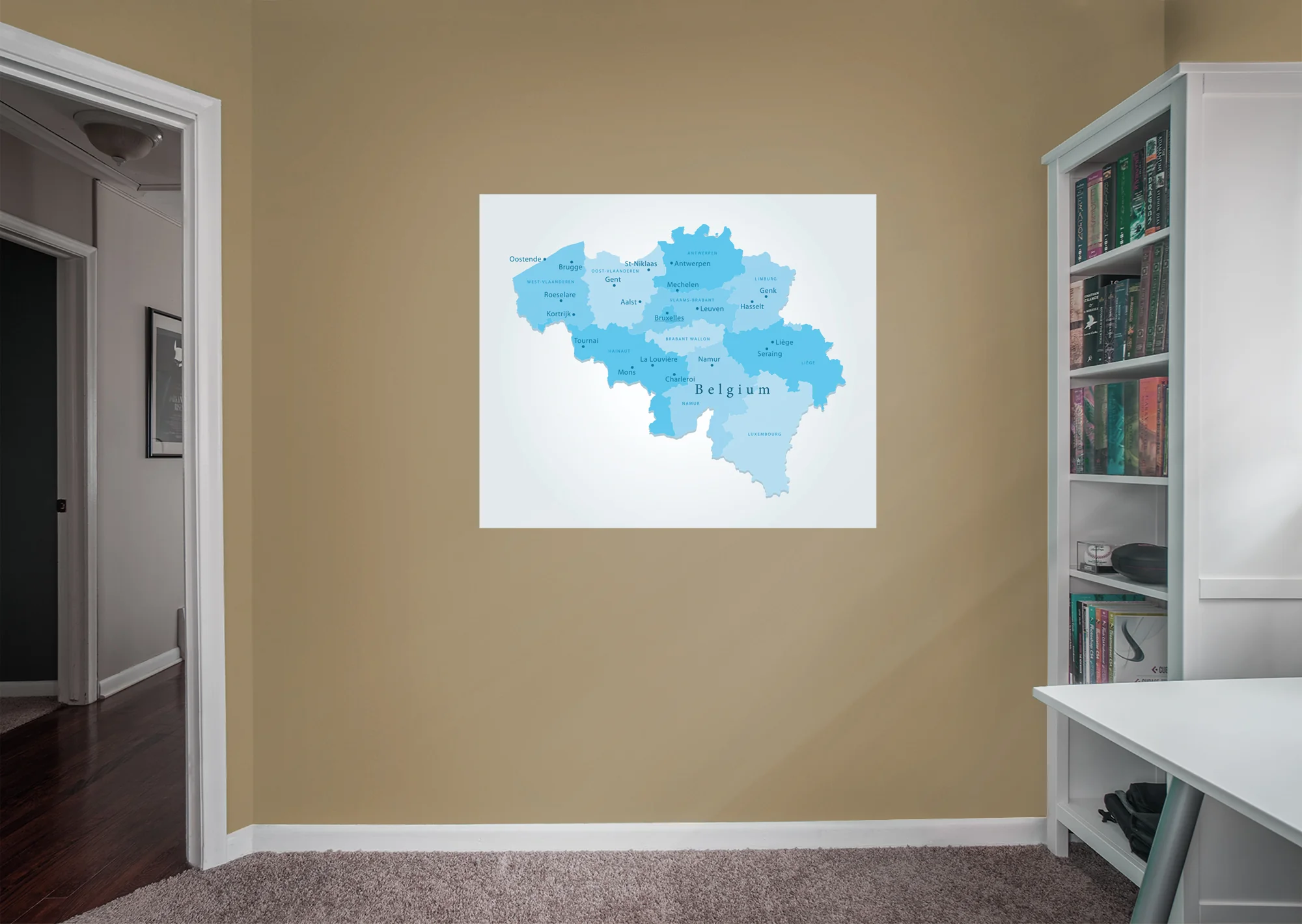Maps of Europe: Belgium Mural        -   Removable Wall   Adhesive Decal - Image 4