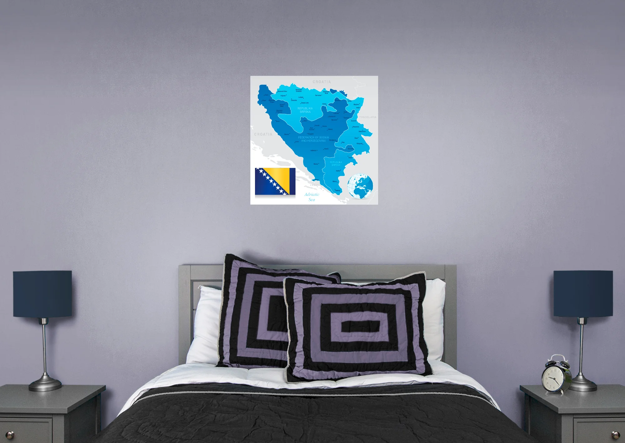 Maps of Europe: Bosnia and Herzegovina Mural        -   Removable Wall   Adhesive Decal - Image 5