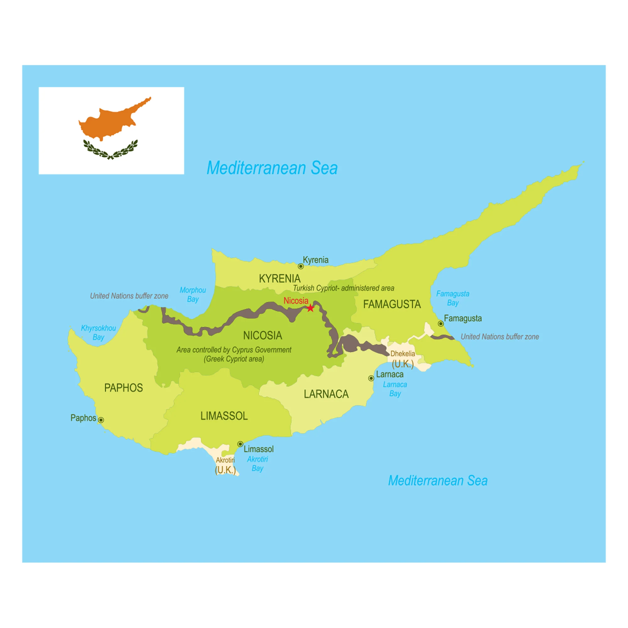 Maps of Europe: Cyprus Mural        -   Removable Wall   Adhesive Decal - Image 2