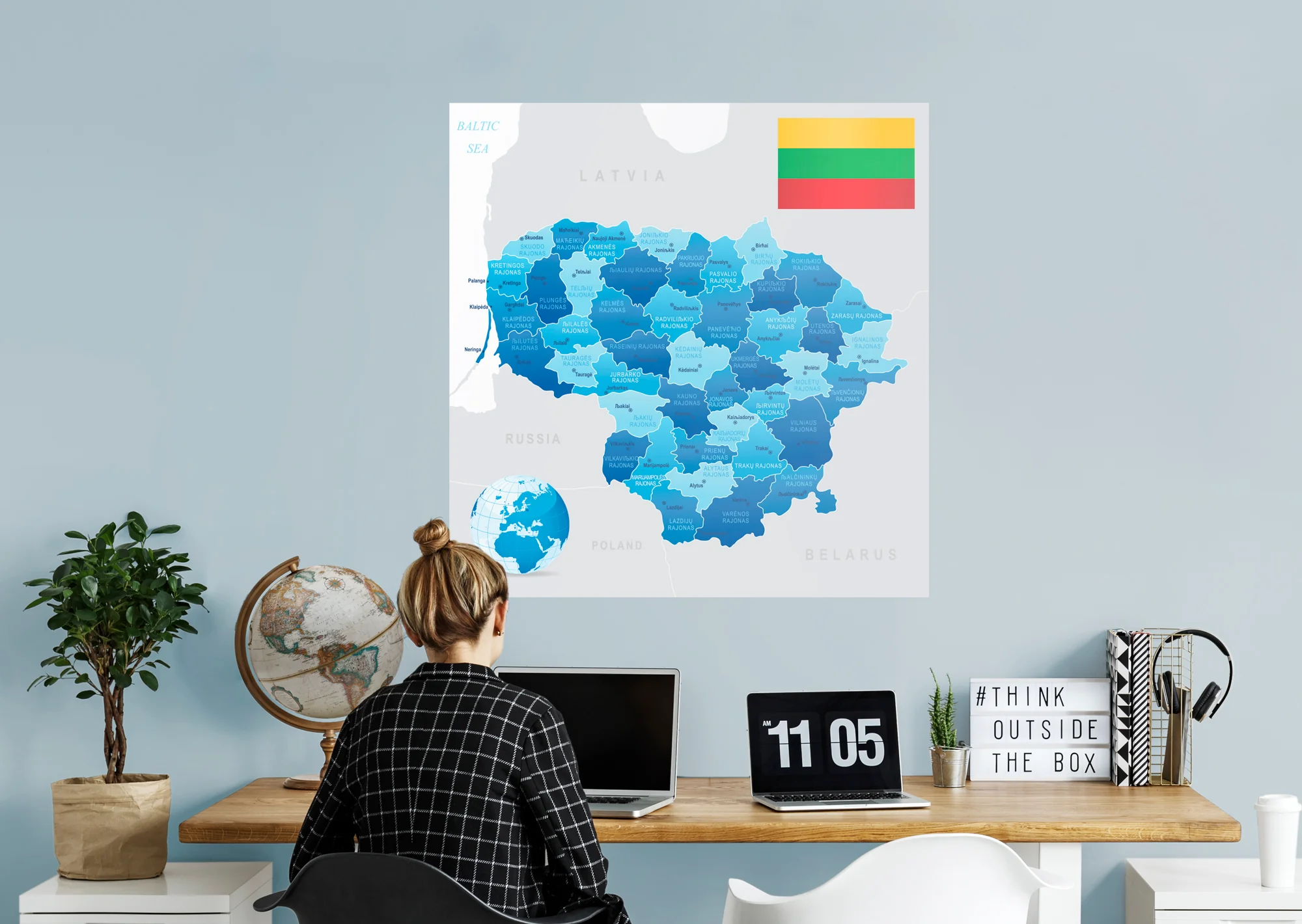 Maps of Europe: Lithuania Mural        -   Removable Wall   Adhesive Decal - Image 4