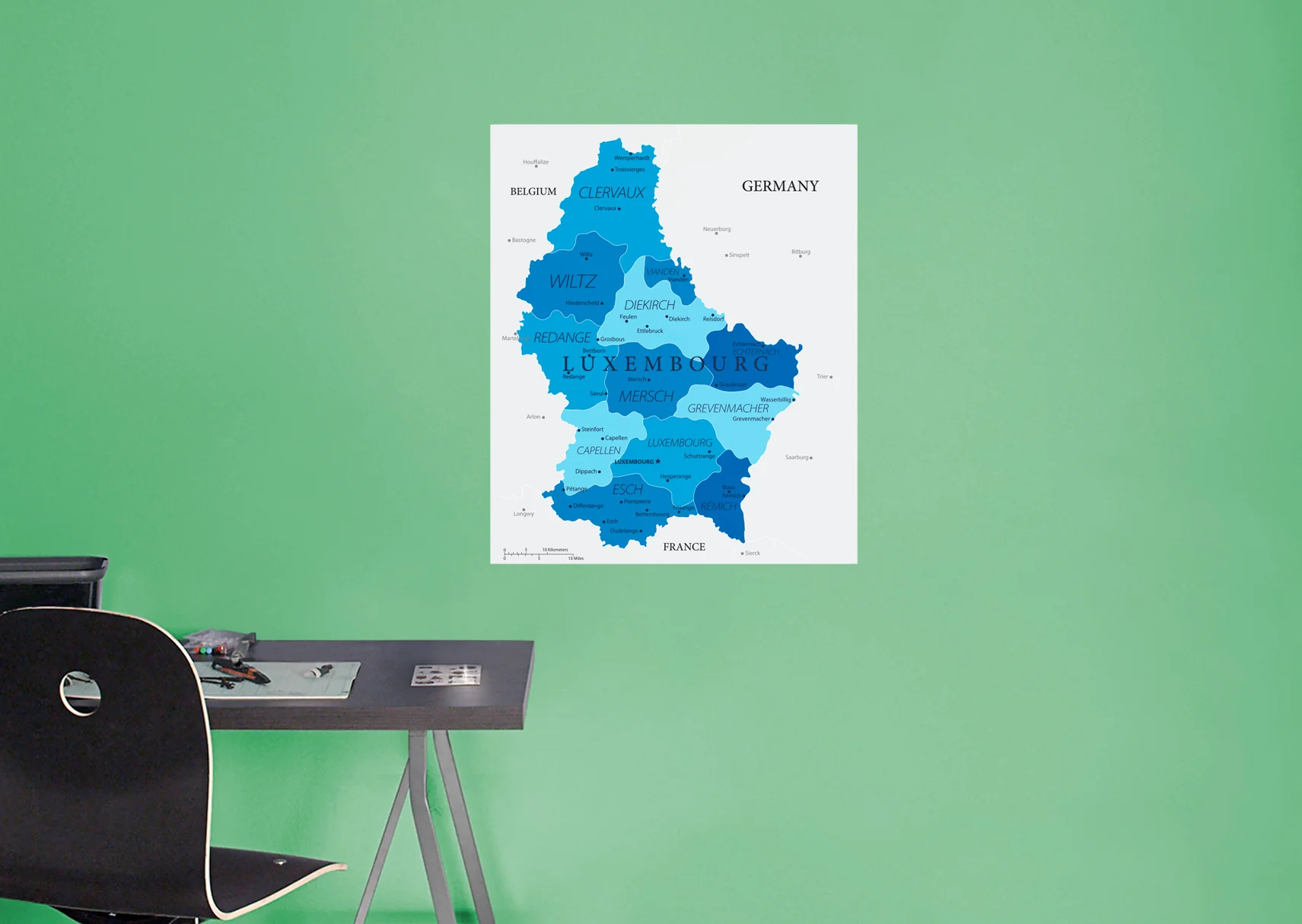 Maps of Europe: Luxembourg Mural        -   Removable Wall   Adhesive Decal - Image 5
