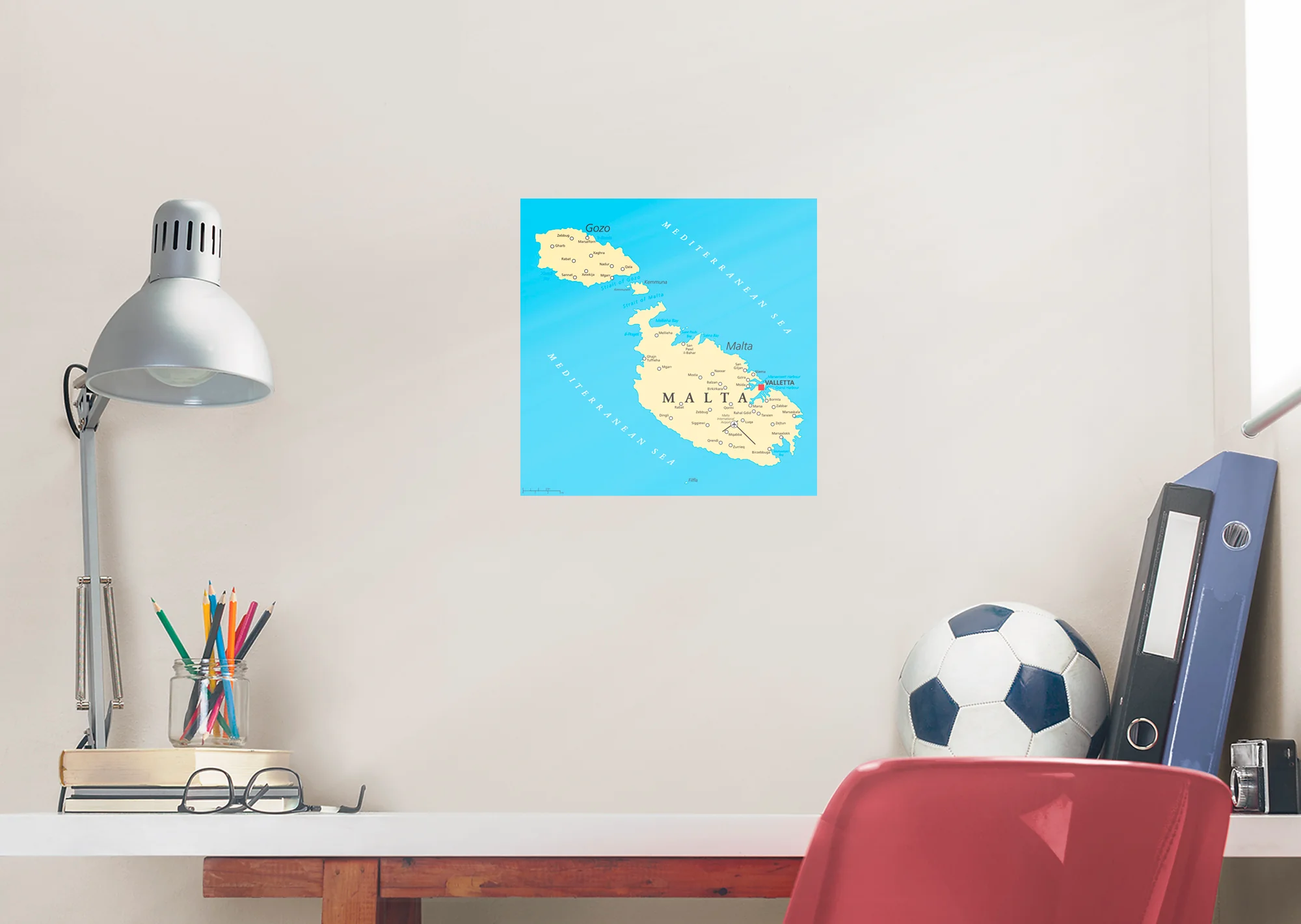 Maps of Europe: Malta Mural        -   Removable Wall   Adhesive Decal - Image 6