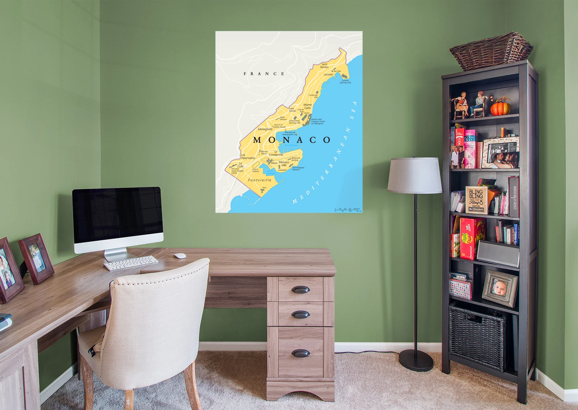 Maps of Europe: Monaco Mural        -   Removable Wall   Adhesive Decal - Image 4