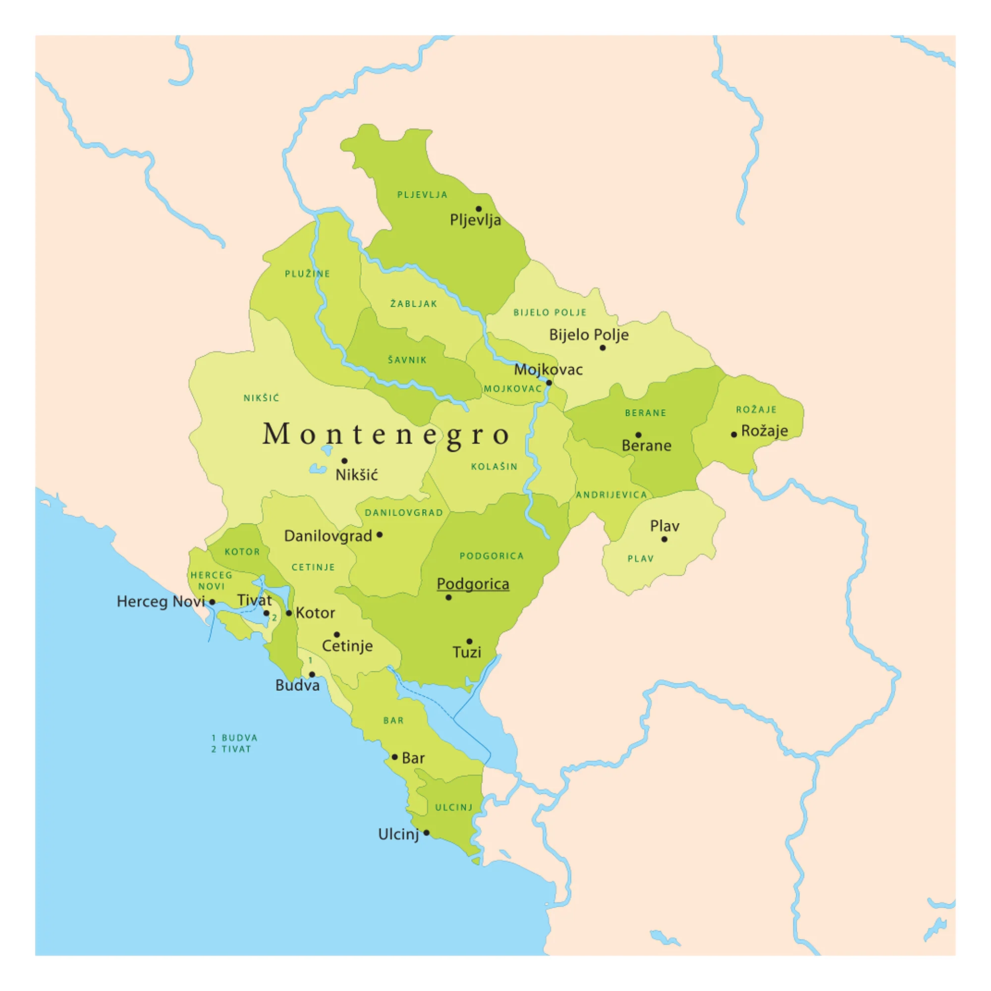 Maps of Europe: Montenegro Mural        -   Removable Wall   Adhesive Decal - Image 3