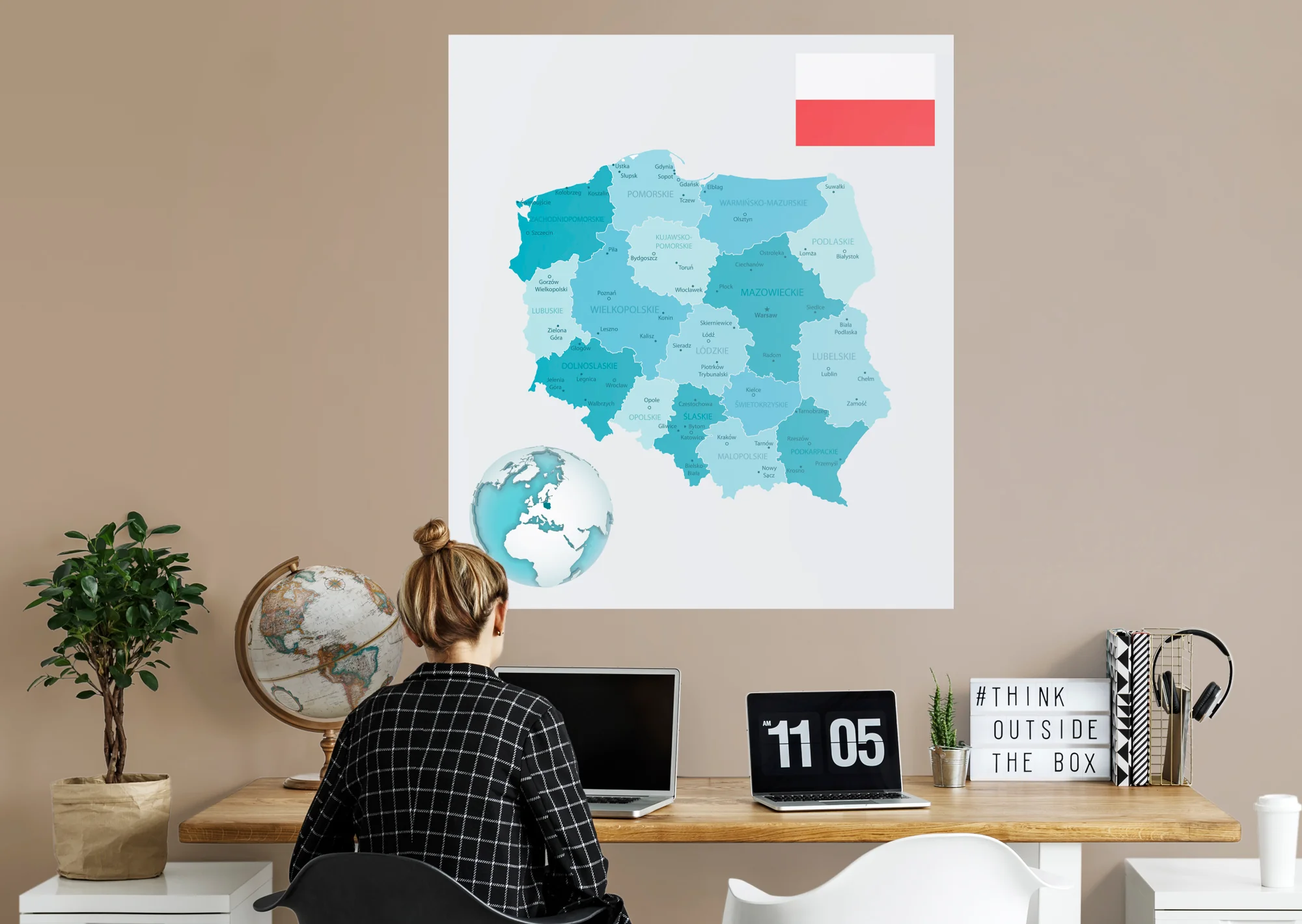 Maps of Europe: Poland Mural        -   Removable Wall   Adhesive Decal - Image 4