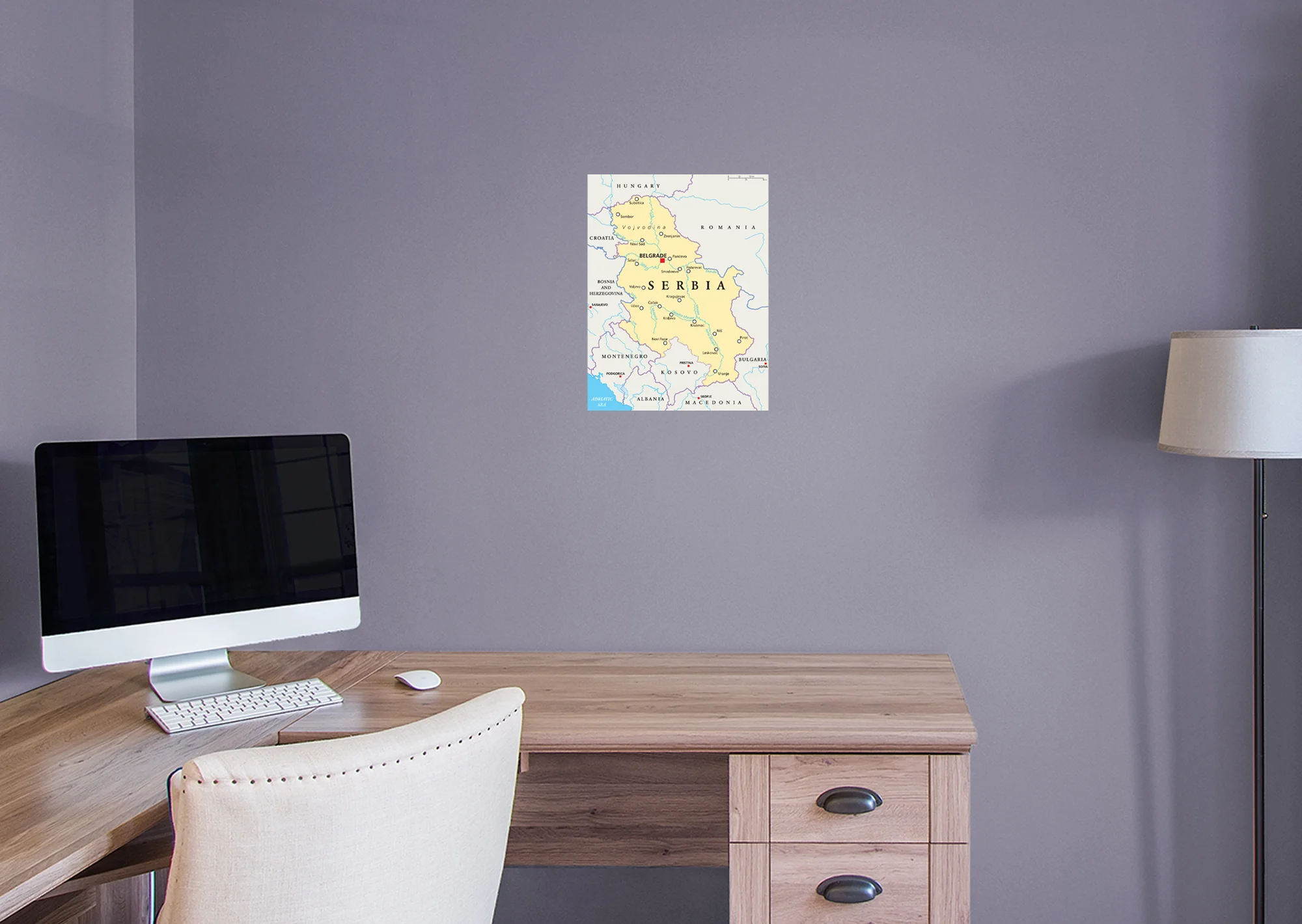 Maps of Europe: Serbia Mural        -   Removable Wall   Adhesive Decal - Image 4