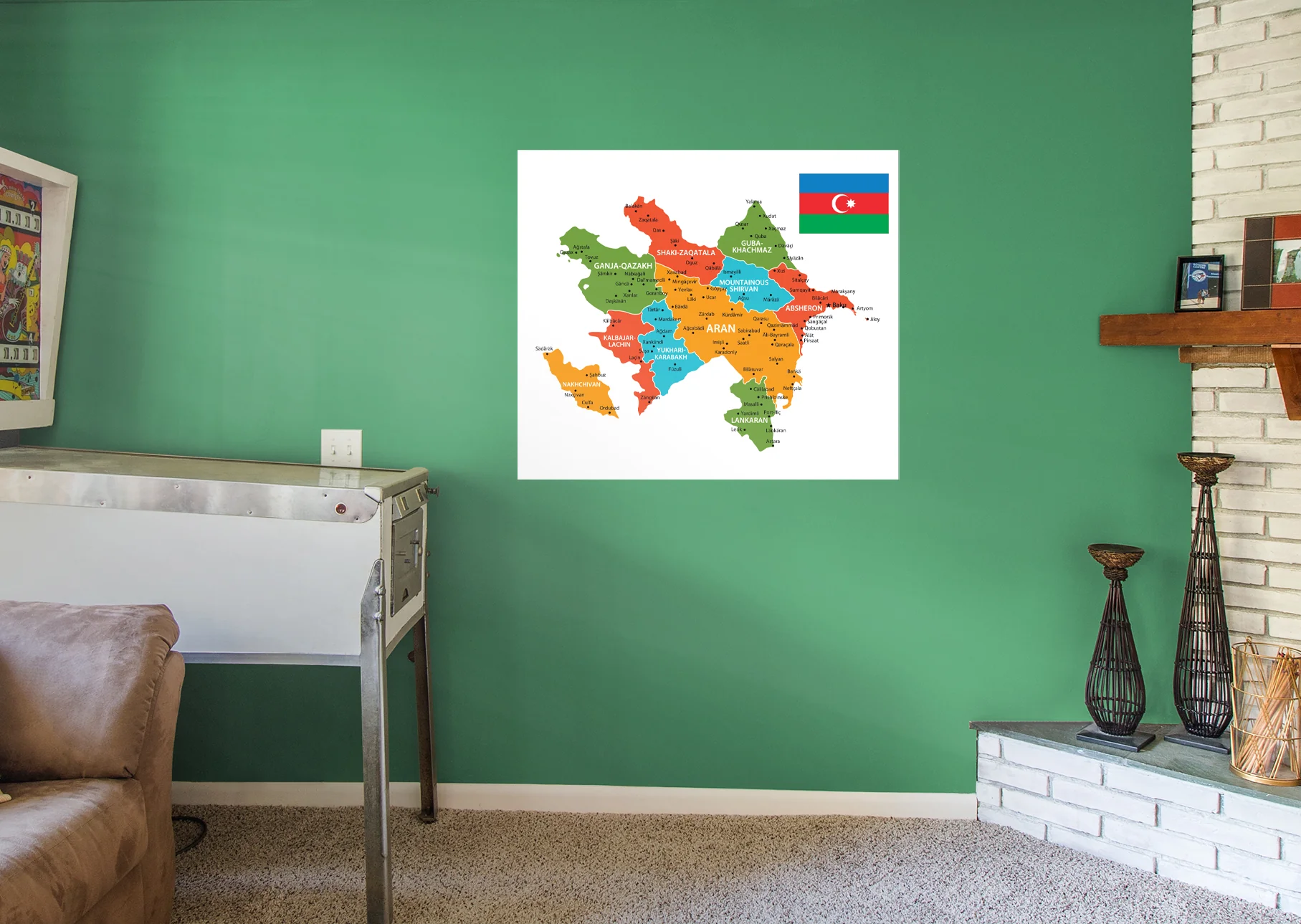 Maps of Asia: Azerbaijan Mural        -   Removable Wall   Adhesive Decal - Image 4