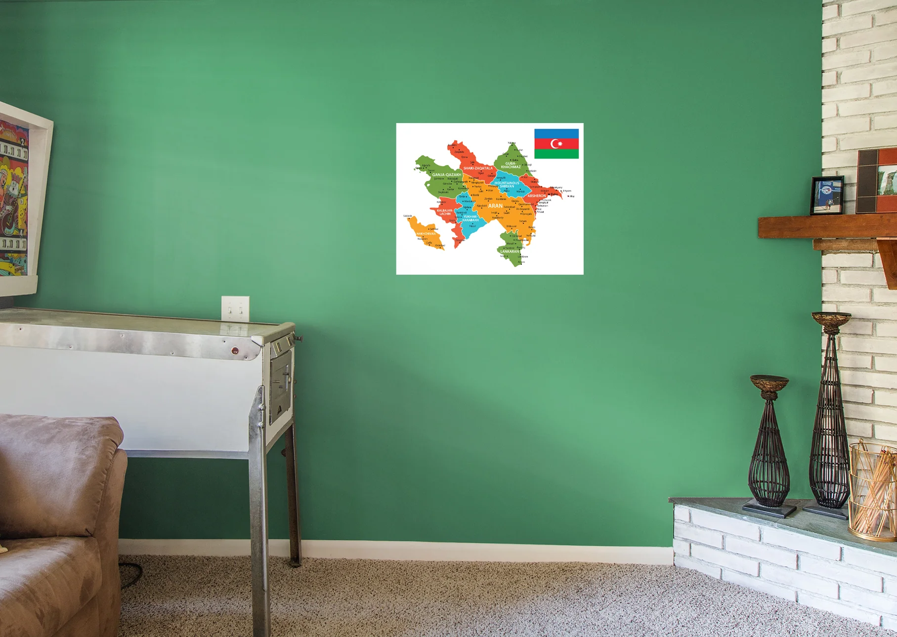 Maps of Asia: Azerbaijan Mural        -   Removable Wall   Adhesive Decal - Image 6