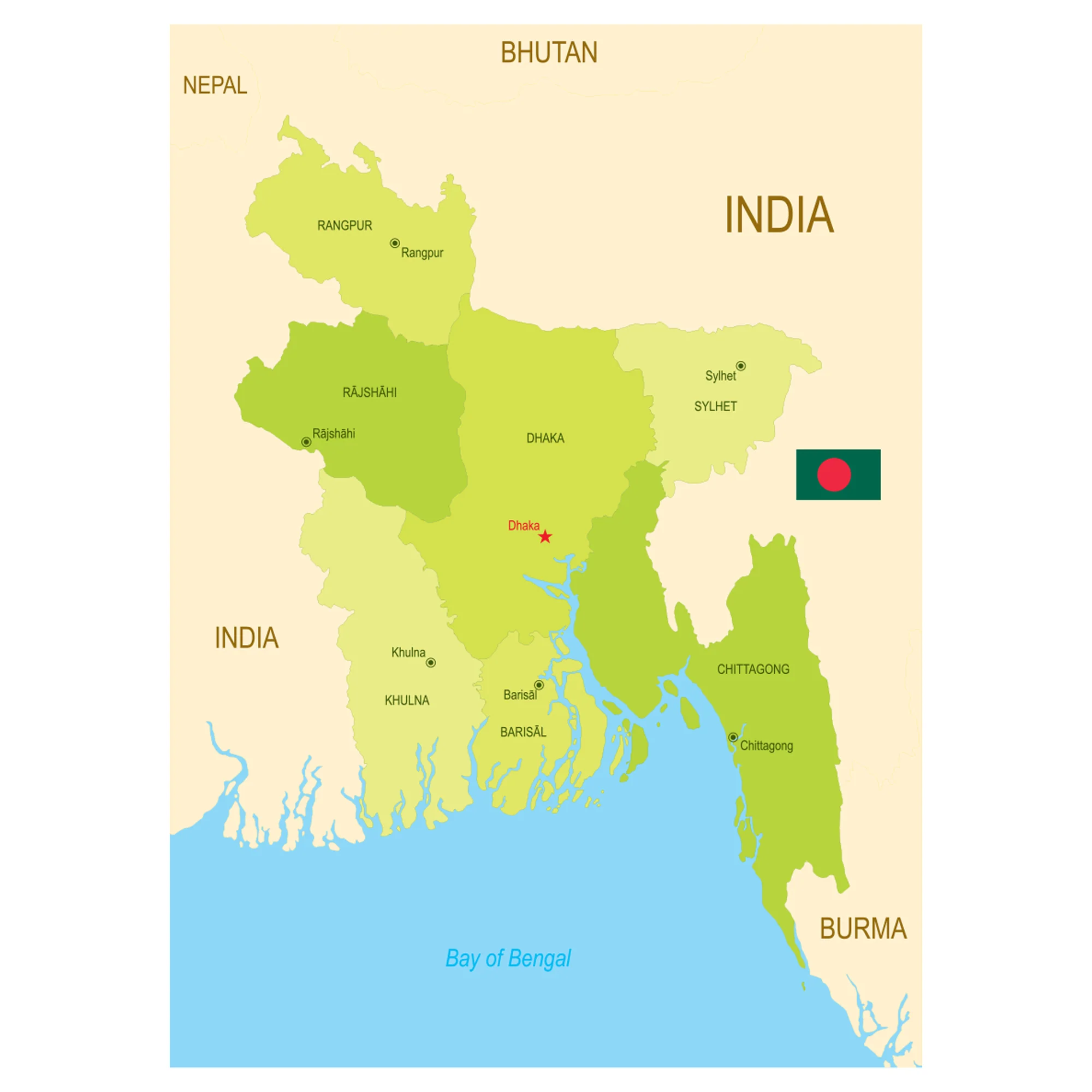 Maps of Asia: Bangladesh Mural        -   Removable Wall   Adhesive Decal - Image 3