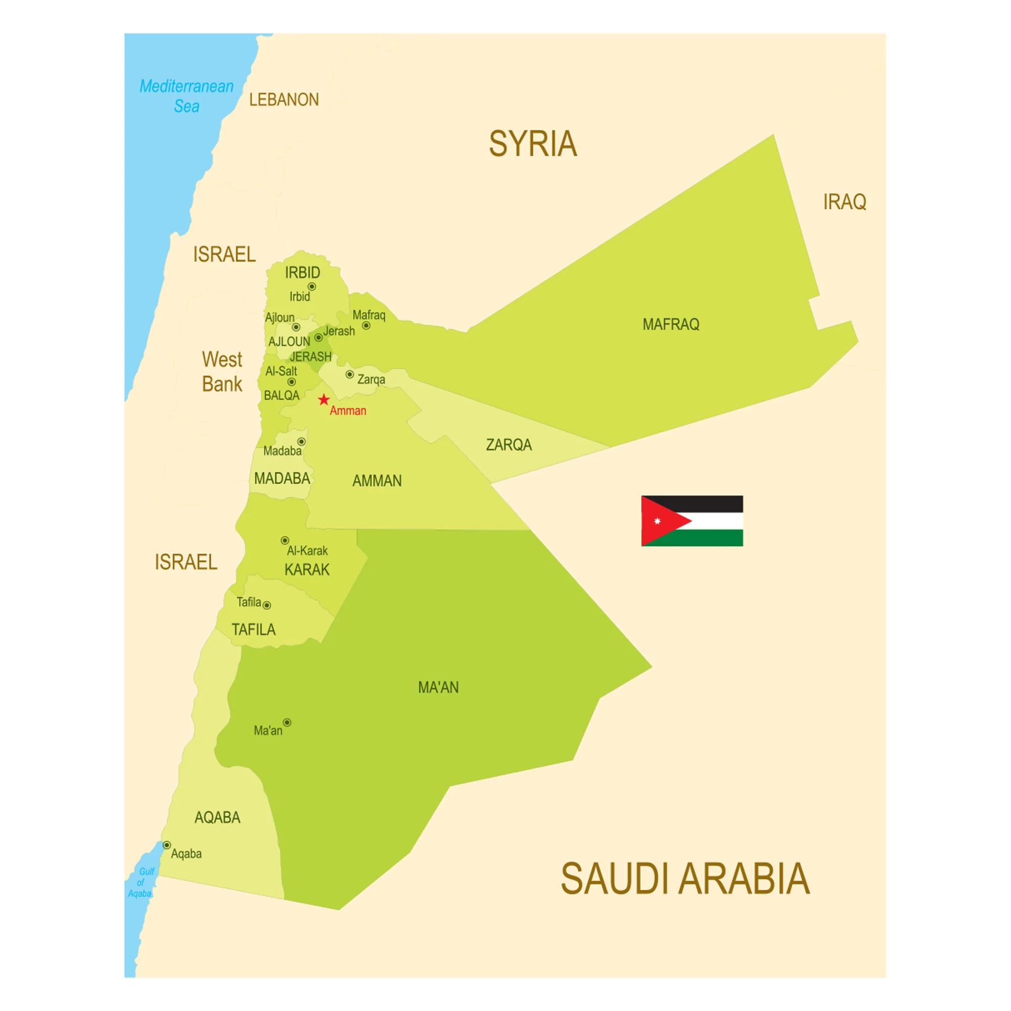 Maps of Asia: Jordan Mural        -   Removable Wall   Adhesive Decal - Image 3