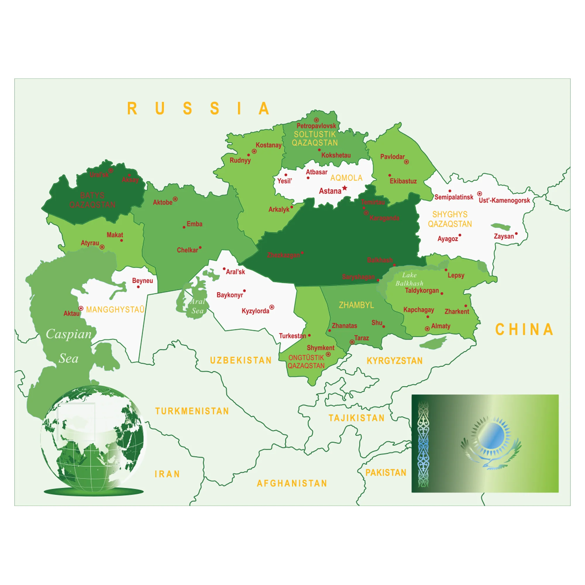Maps of Asia: Kazakhstan Mural        -   Removable Wall   Adhesive Decal - Image 3