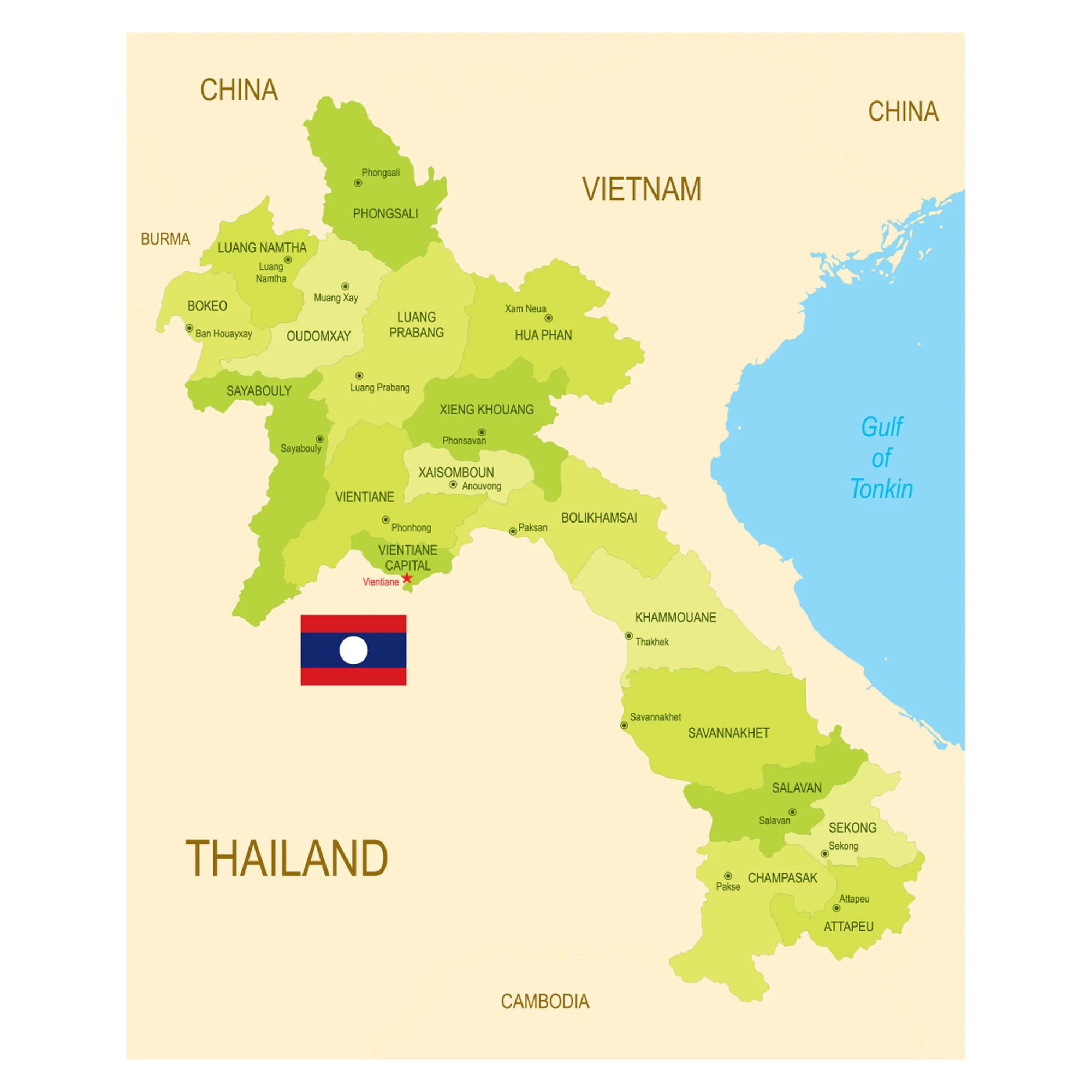 Maps of Asia: Laos Mural        -   Removable Wall   Adhesive Decal - Image 2