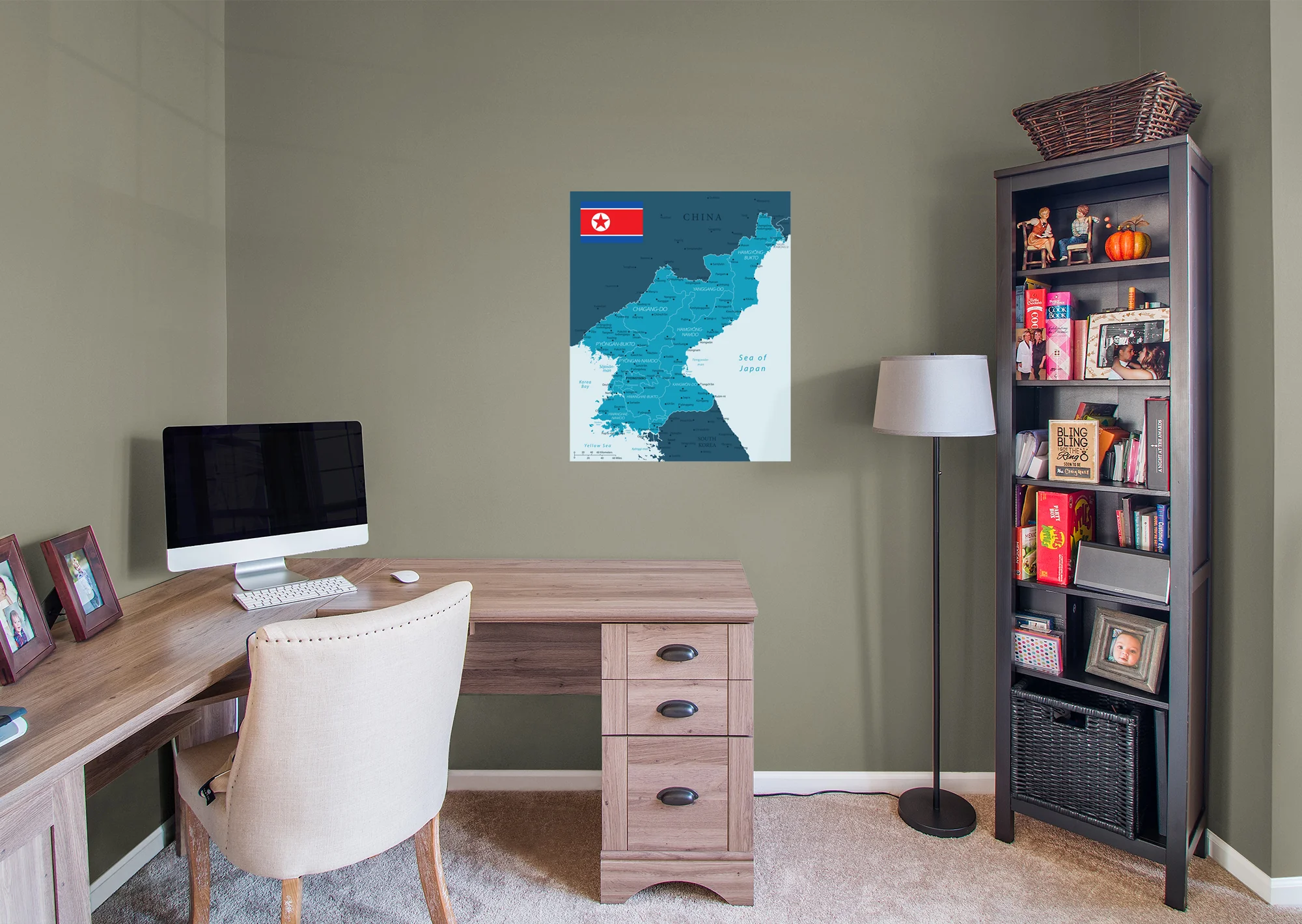 Maps of Asia: North Korea Mural        -   Removable Wall   Adhesive Decal - Image 5