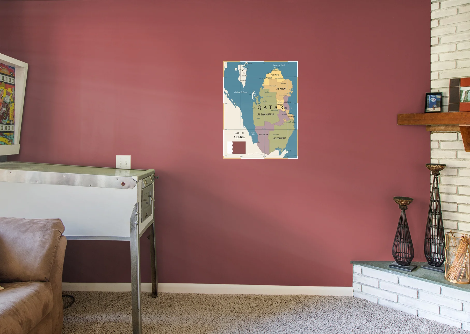 Maps of Asia: Qatar Mural        -   Removable Wall   Adhesive Decal - Image 5