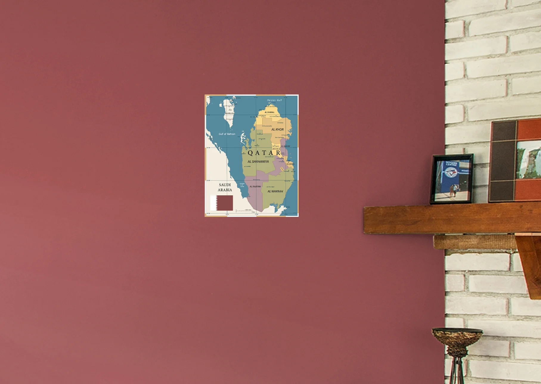 Maps of Asia: Qatar Mural        -   Removable Wall   Adhesive Decal - Image 6