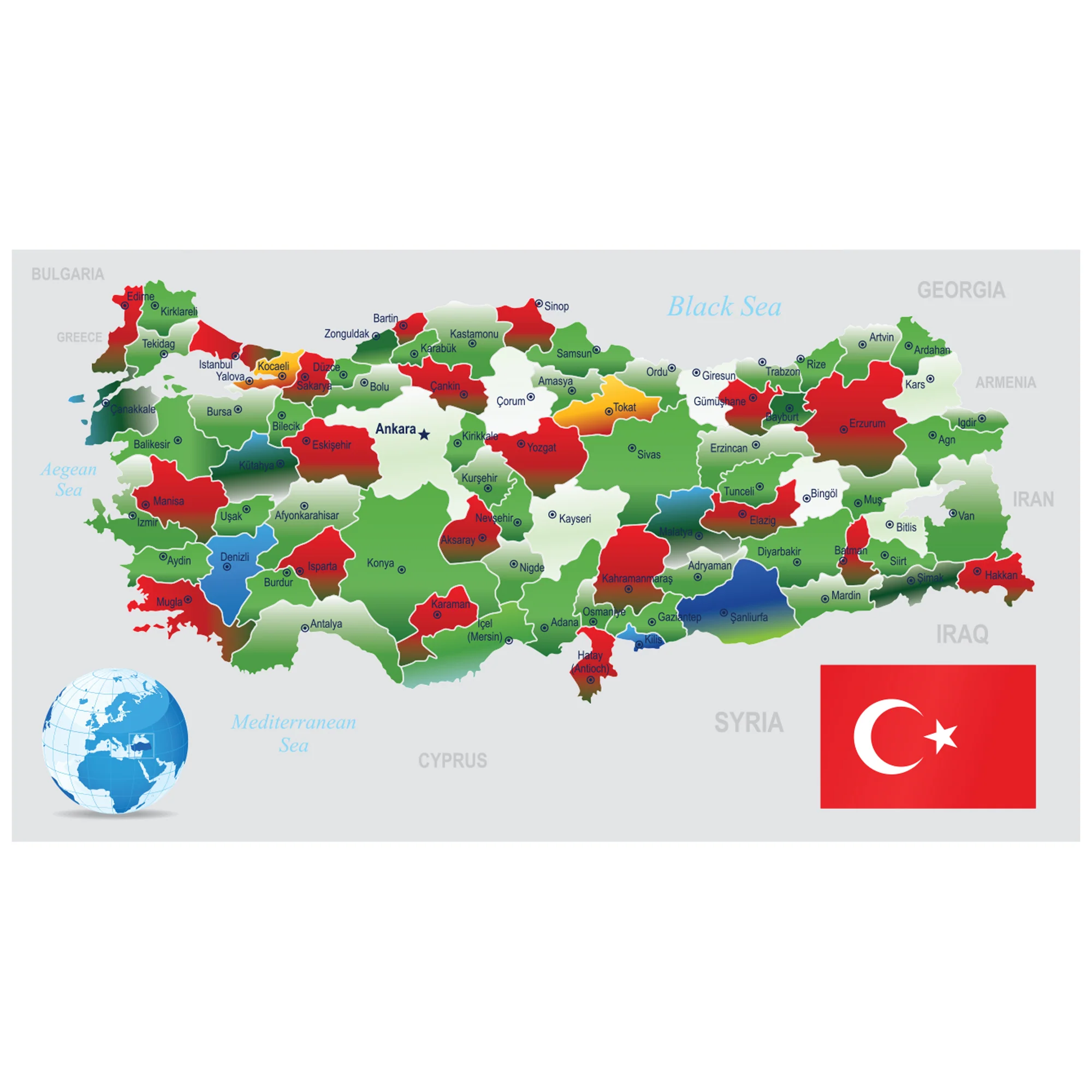 Maps of Asia: Turkey Mural        -   Removable Wall   Adhesive Decal - Image 3