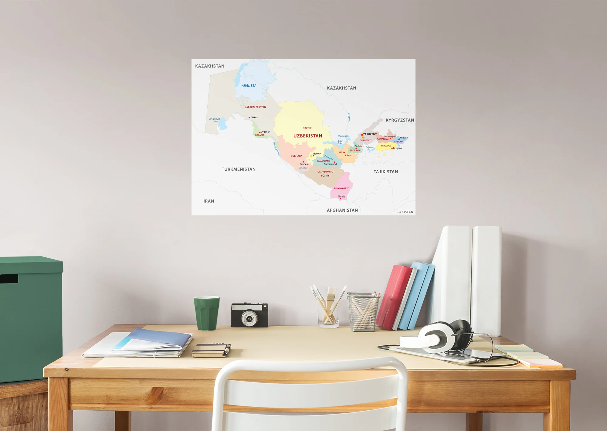 Maps of Asia: Uzbekistan Mural        -   Removable Wall   Adhesive Decal - Image 5