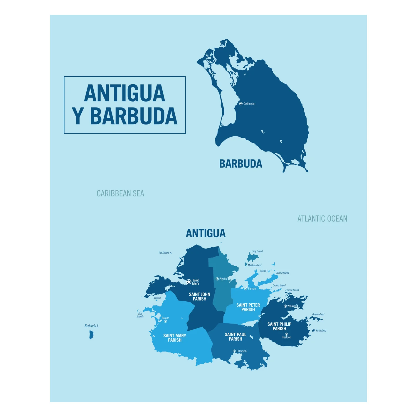 Maps of North America: Antigua and Barbuda Mural        -   Removable Wall   Adhesive Decal - Image 2
