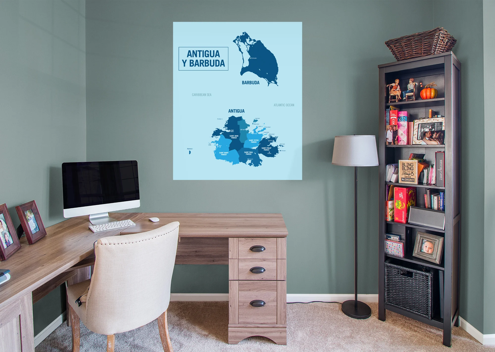 Maps of North America: Antigua and Barbuda Mural        -   Removable Wall   Adhesive Decal - Image 4