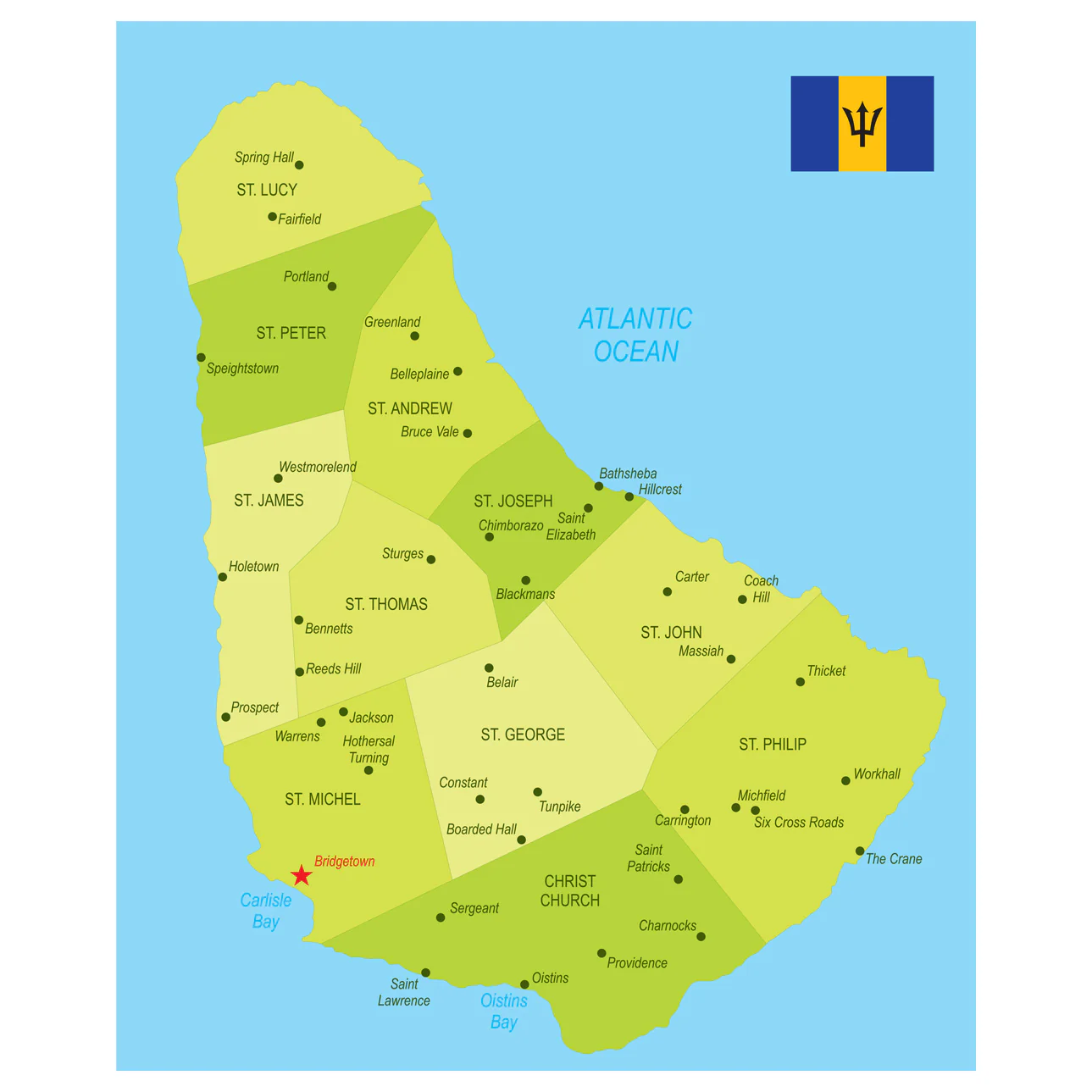 Maps of North America: Barbados Mural        -   Removable Wall   Adhesive Decal - Image 3