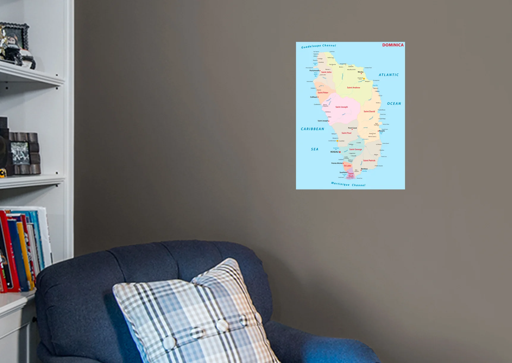 Maps of North America: Dominica Mural        -   Removable Wall   Adhesive Decal - Image 6