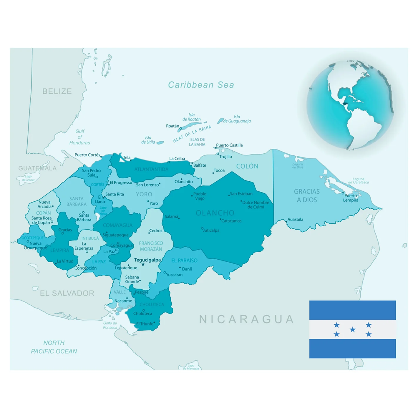 Maps of North America: Honduras Mural        -   Removable Wall   Adhesive Decal - Image 3