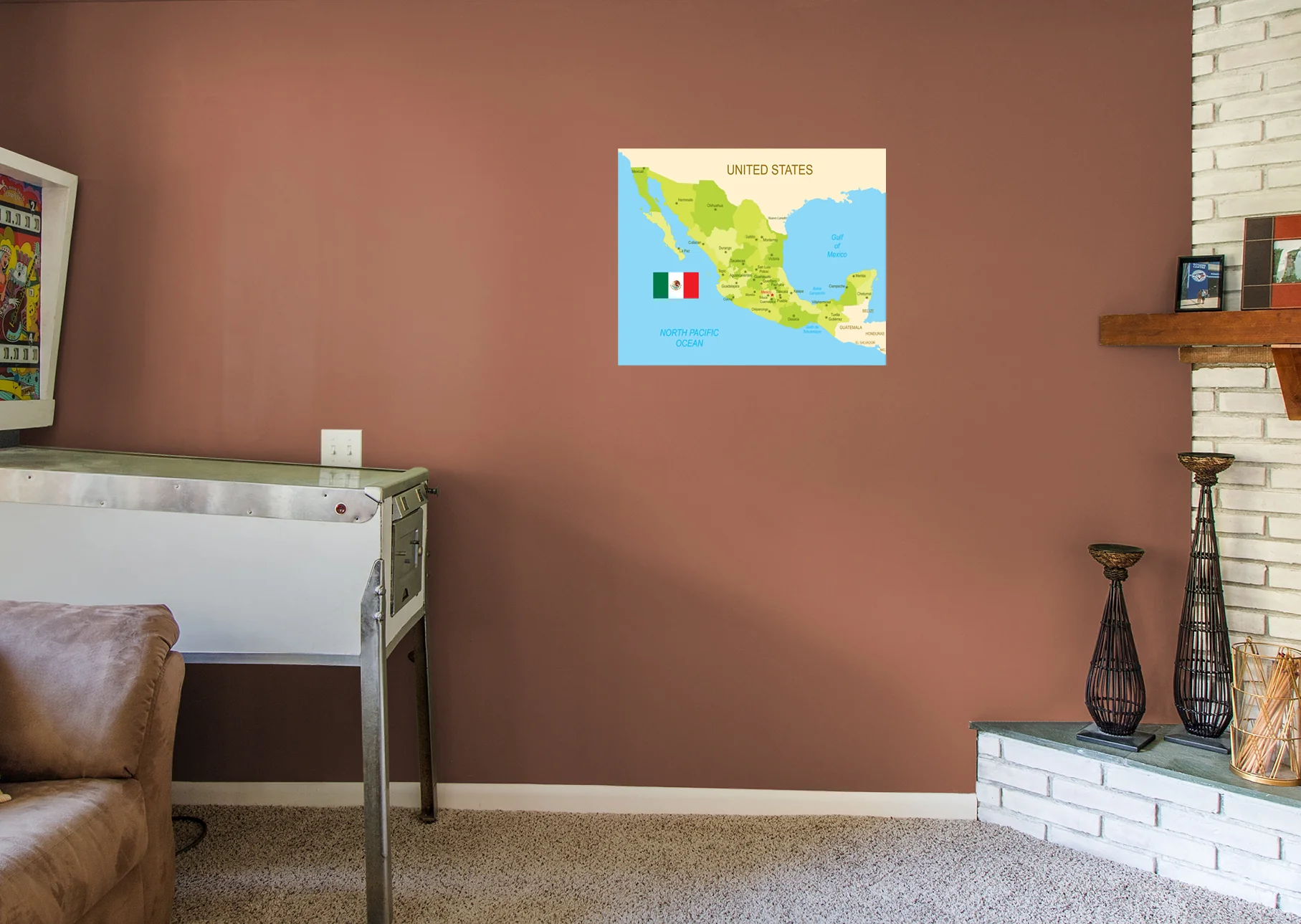 Maps of North America: Mexico Mural        -   Removable Wall   Adhesive Decal - Image 5