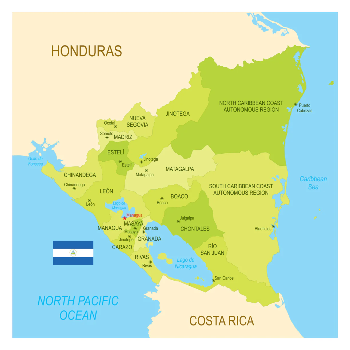 Maps of North America: Nicaragua Mural        -   Removable Wall   Adhesive Decal - Image 2