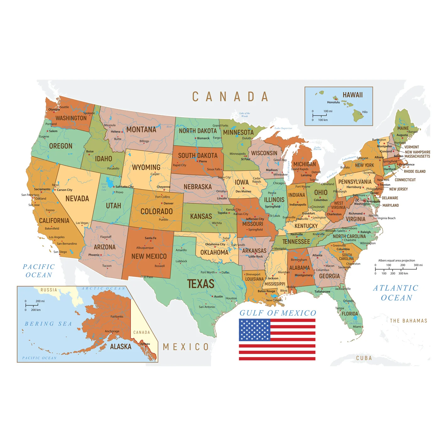 Maps of North America: United States Mural        -   Removable Wall   Adhesive Decal - Image 2