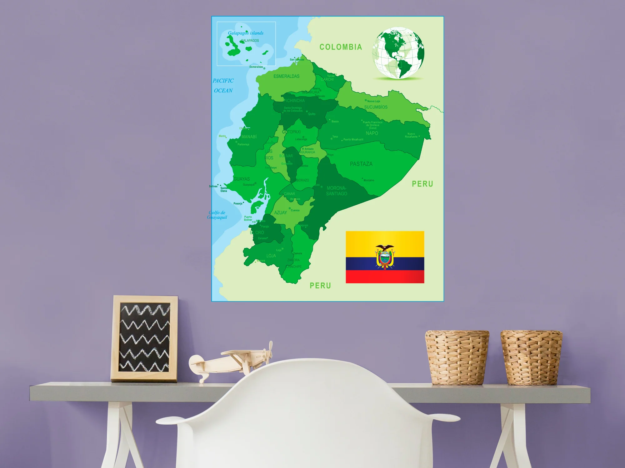 Maps of South America: Ecuador Mural - Removable Adhesive Decal - Image 4